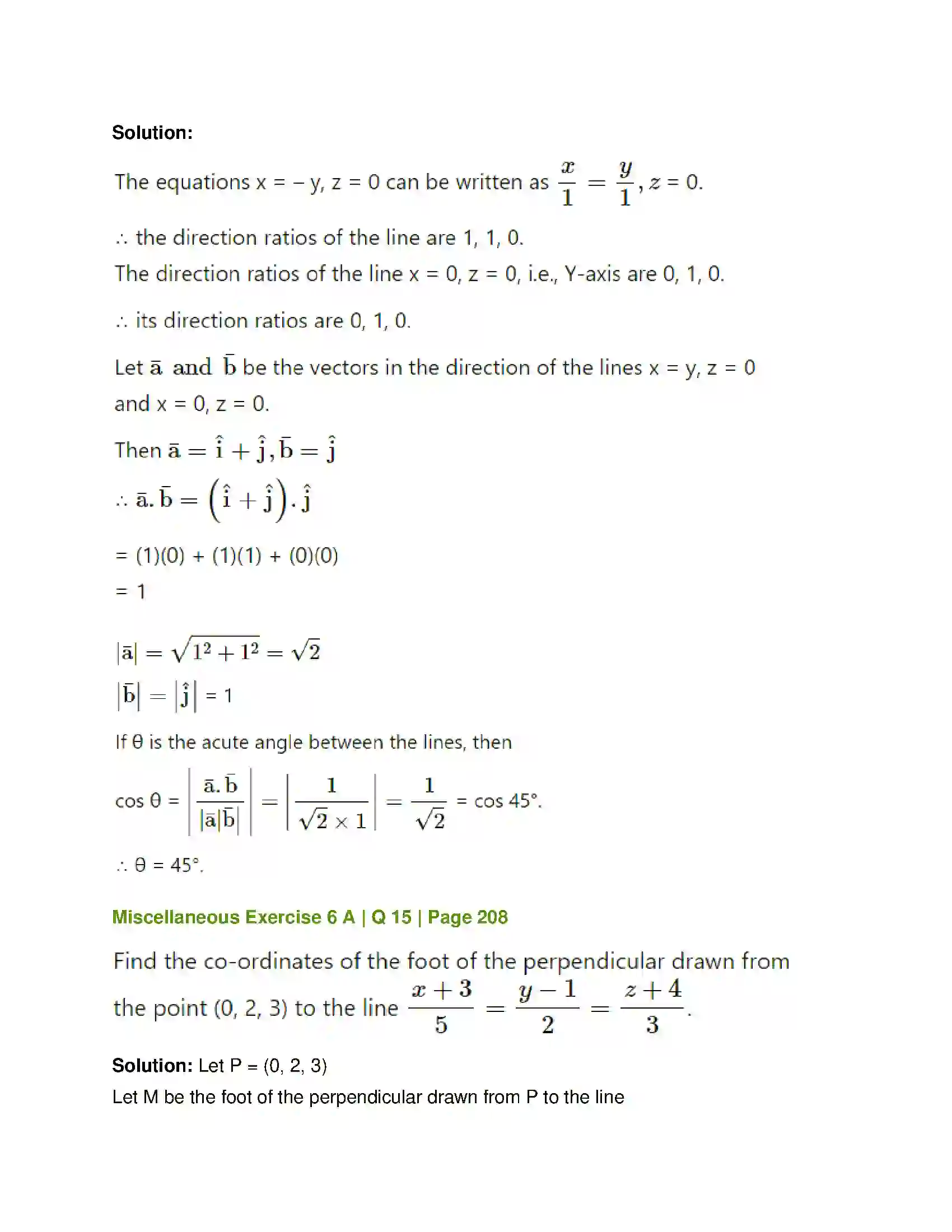 Maharashtra Board Class 12th Mathematics & Statistics-1 (Arts & Science) Line and Plane Solution 43