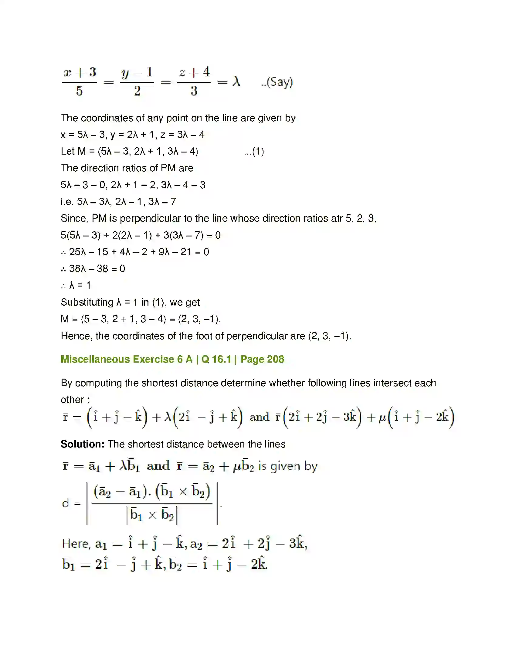 Maharashtra Board Class 12th Mathematics & Statistics-1 (Arts & Science) Line and Plane Solution 44