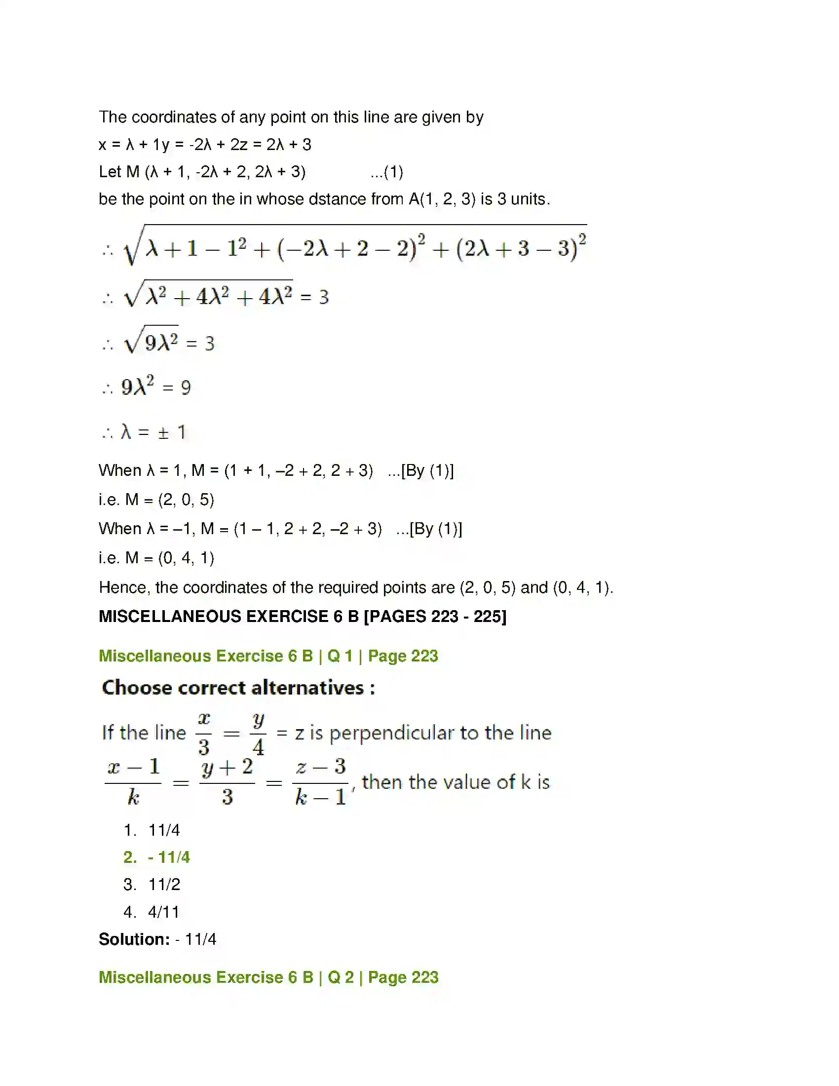 Maharashtra Board Class 12th Mathematics & Statistics-1 (Arts & Science) Line and Plane Solution 53