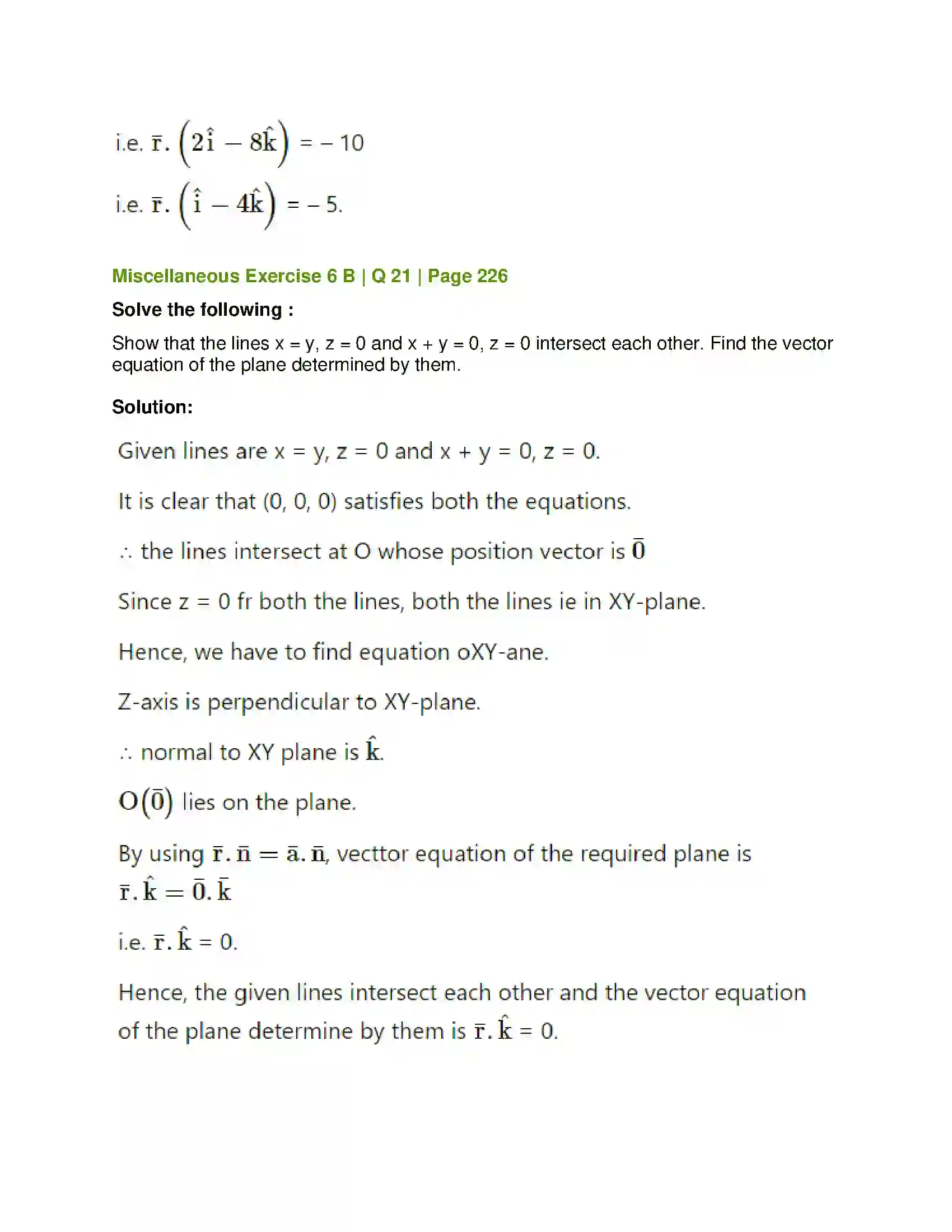 Maharashtra Board Class 12th Mathematics & Statistics-1 (Arts & Science) Line and Plane Solution 81
