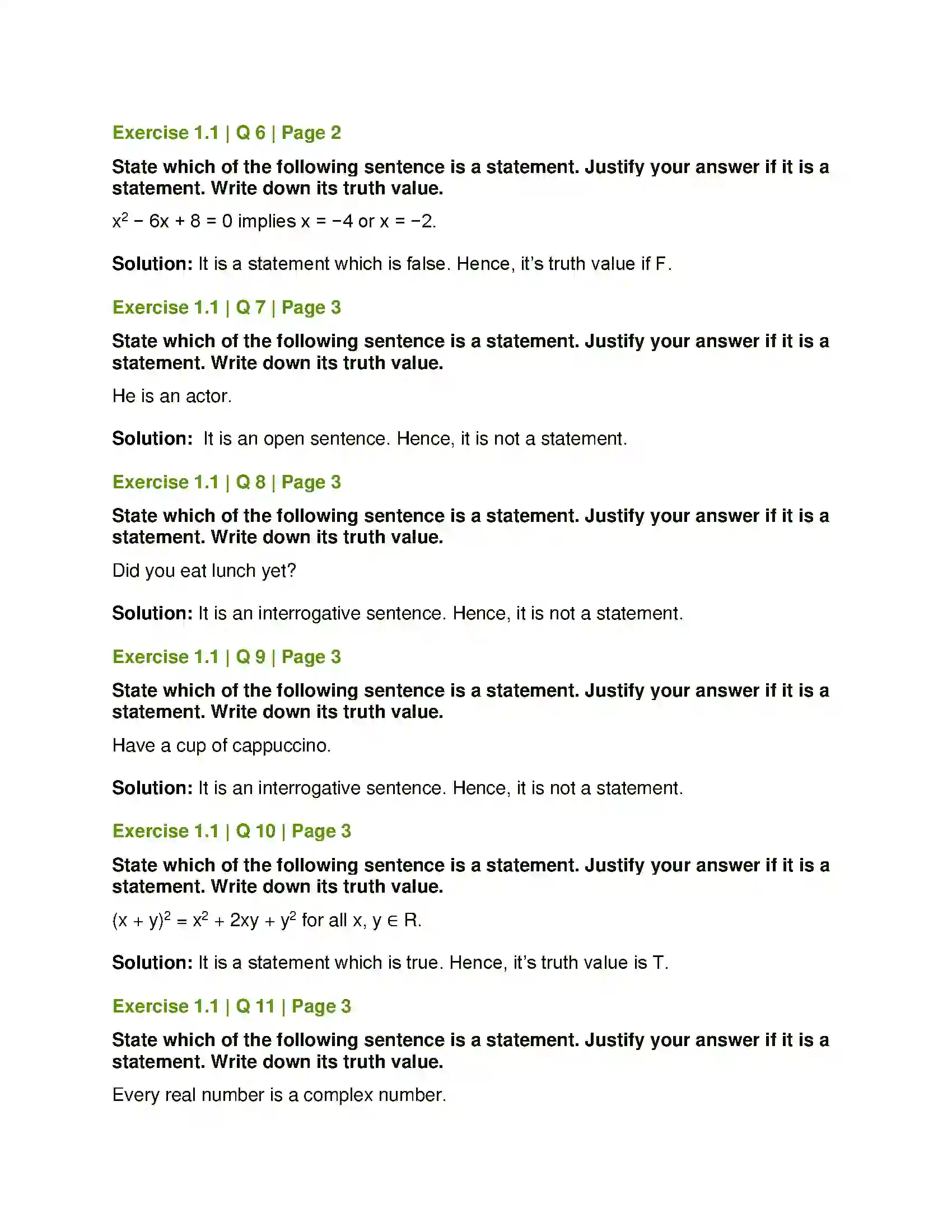 Maharashtra Board Class 12th Mathematics & Statistics-1 (Commerce) Mathematical Logic Solution 2