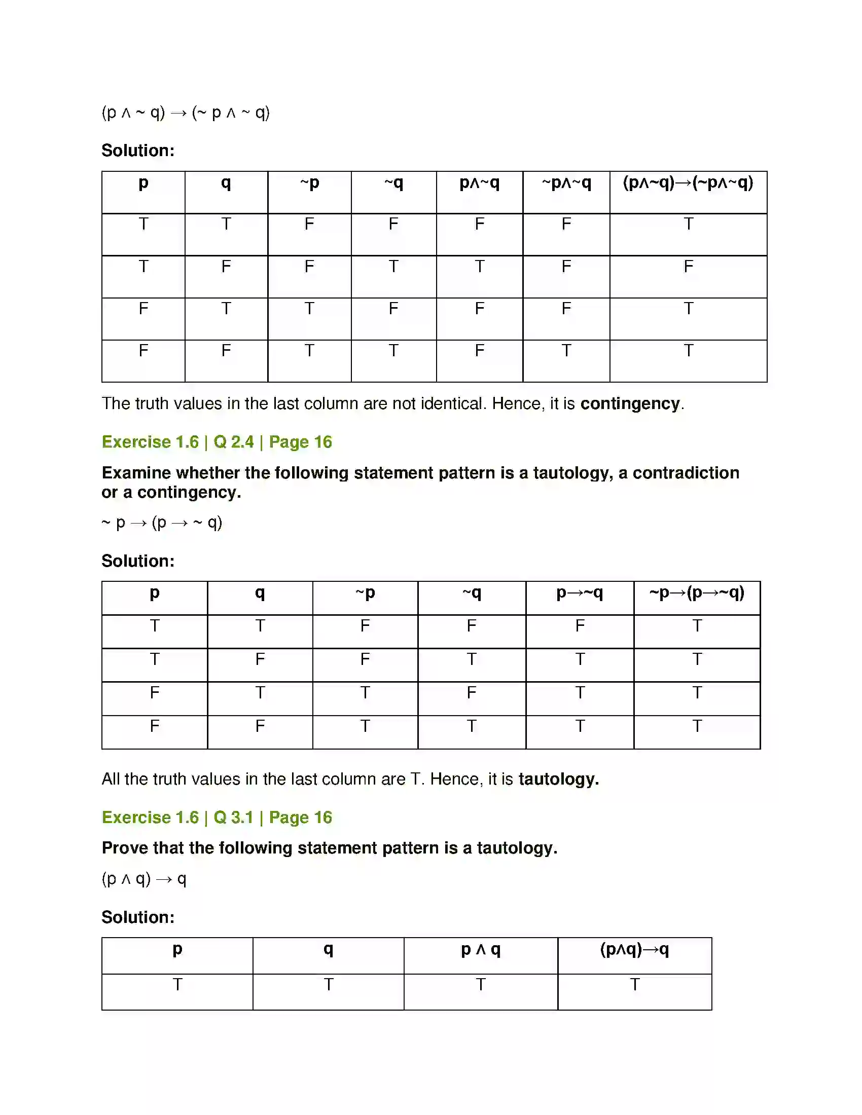 Maharashtra Board Class 12th Mathematics & Statistics-1 (Commerce) Mathematical Logic Solution 21