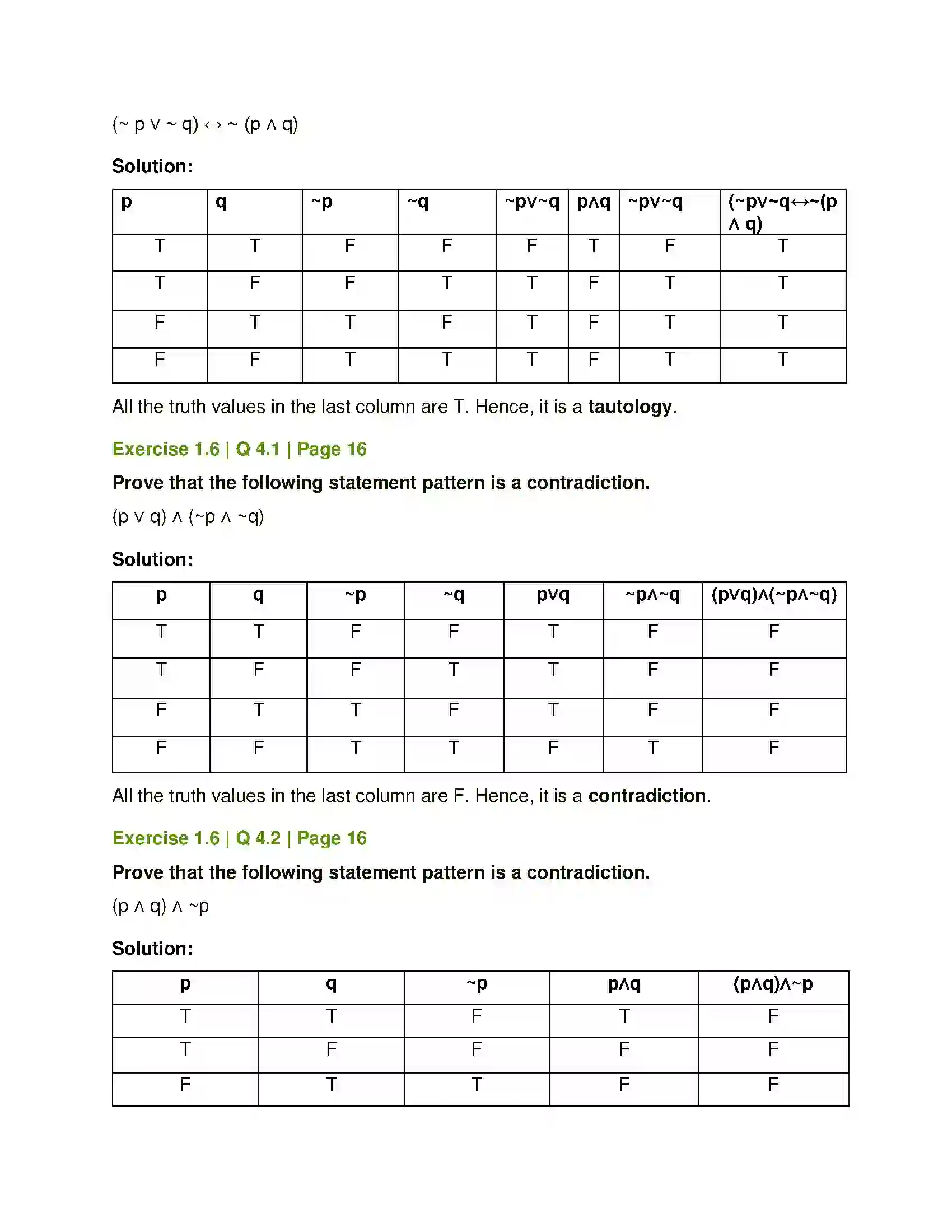 Maharashtra Board Class 12th Mathematics & Statistics-1 (Commerce) Mathematical Logic Solution 23