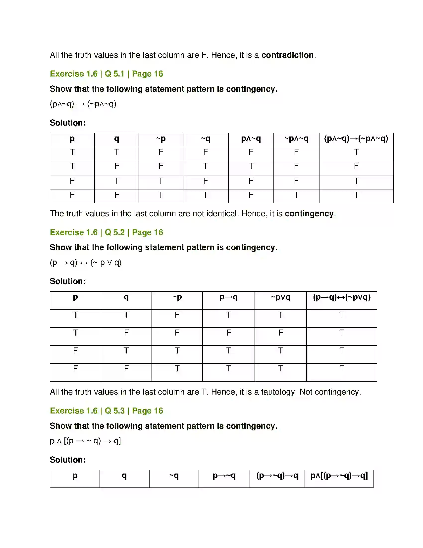 Maharashtra Board Class 12th Mathematics & Statistics-1 (Commerce) Mathematical Logic Solution 25