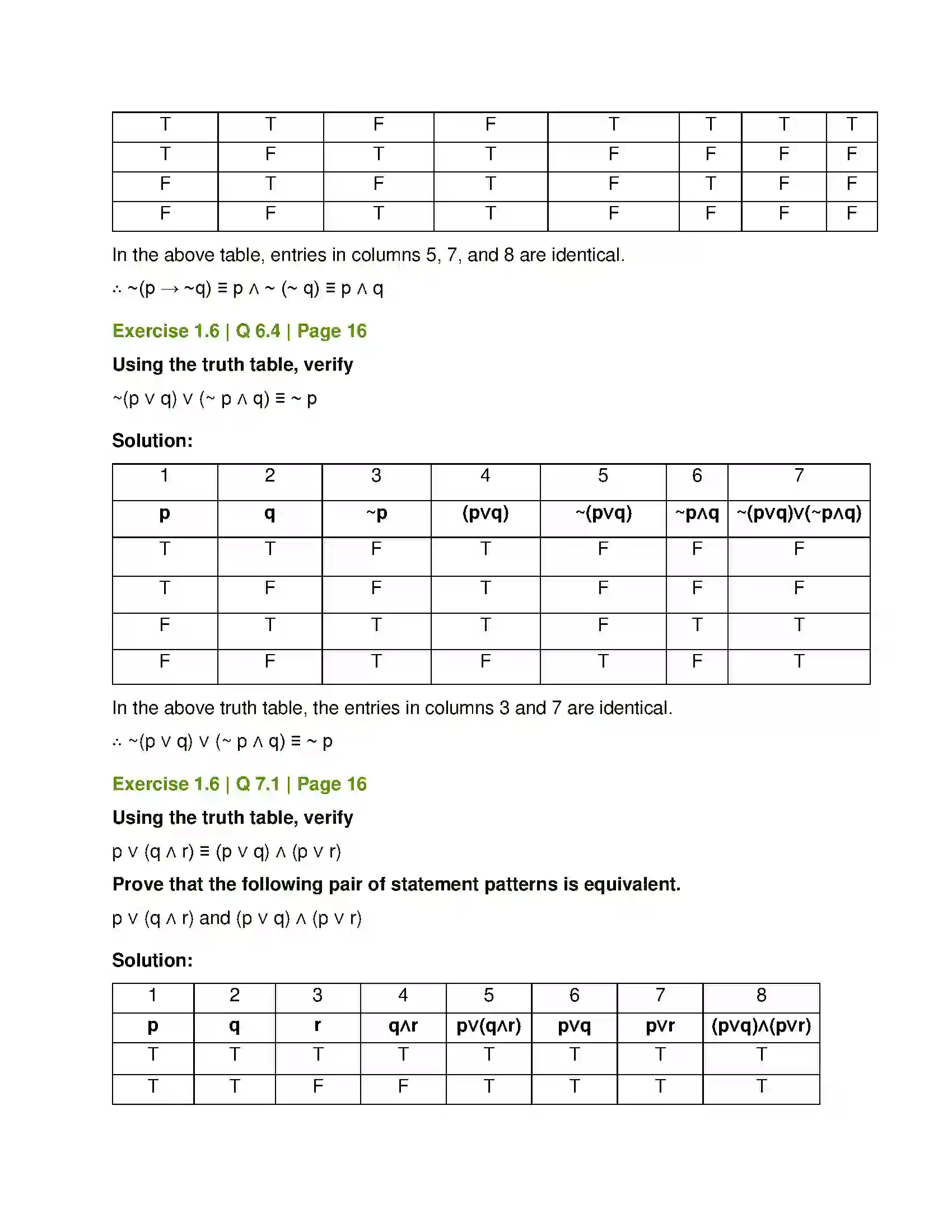 Maharashtra Board Class 12th Mathematics & Statistics-1 (Commerce) Mathematical Logic Solution 28
