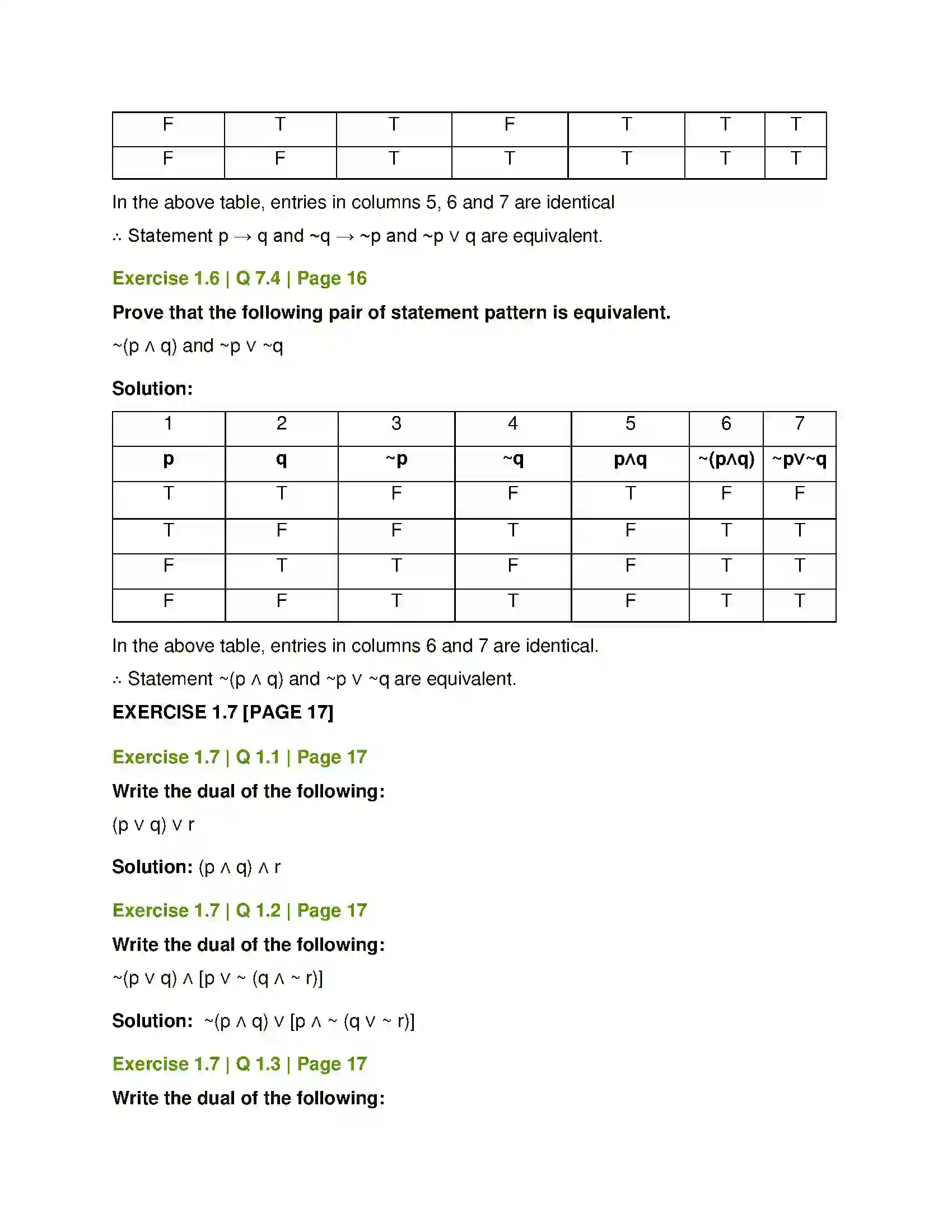 Maharashtra Board Class 12th Mathematics & Statistics-1 (Commerce) Mathematical Logic Solution 30