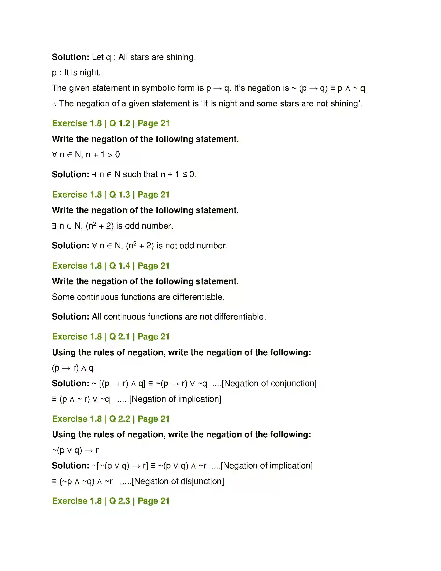 Maharashtra Board Class 12th Mathematics & Statistics-1 (Commerce) Mathematical Logic Solution 32