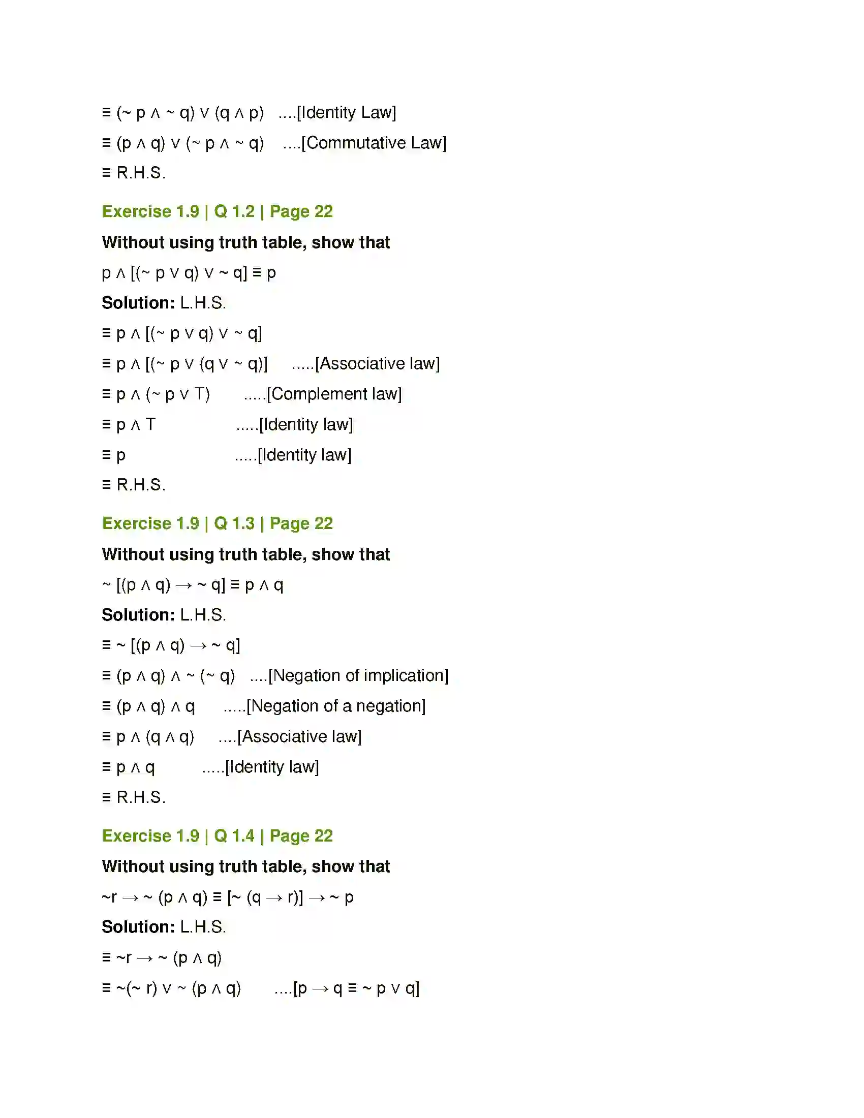Maharashtra Board Class 12th Mathematics & Statistics-1 (Commerce) Mathematical Logic Solution 35