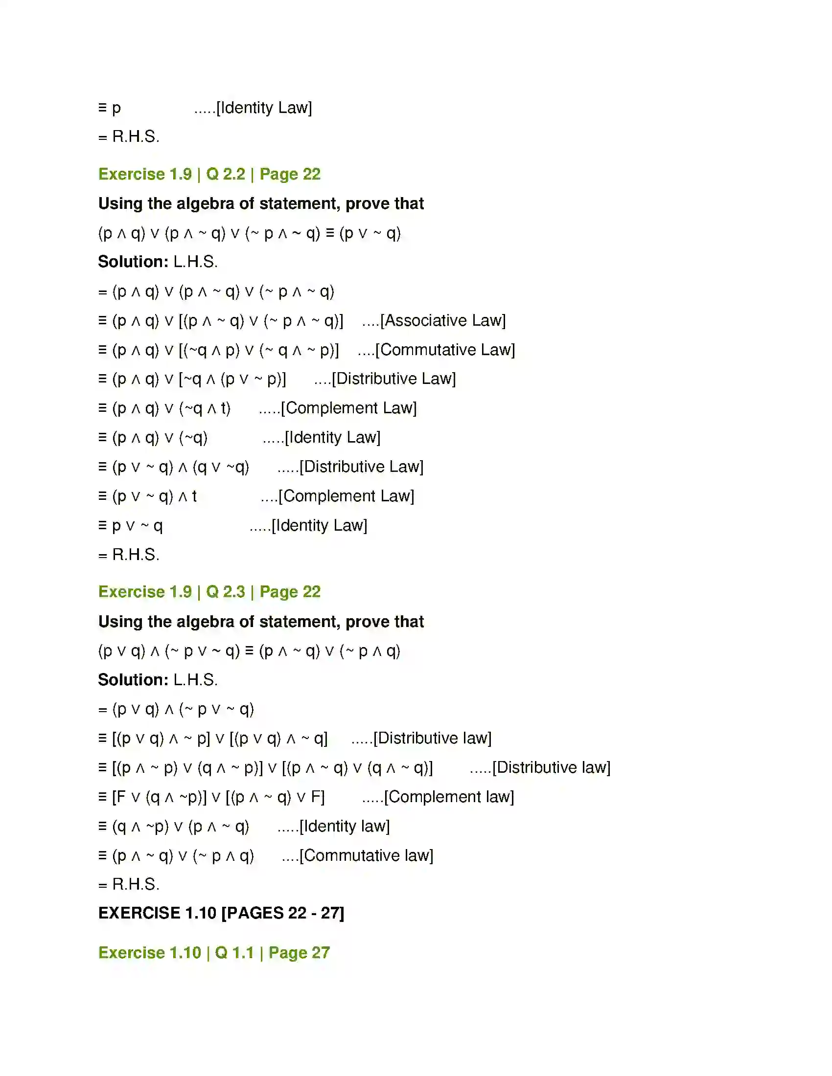 Maharashtra Board Class 12th Mathematics & Statistics-1 (Commerce) Mathematical Logic Solution 37