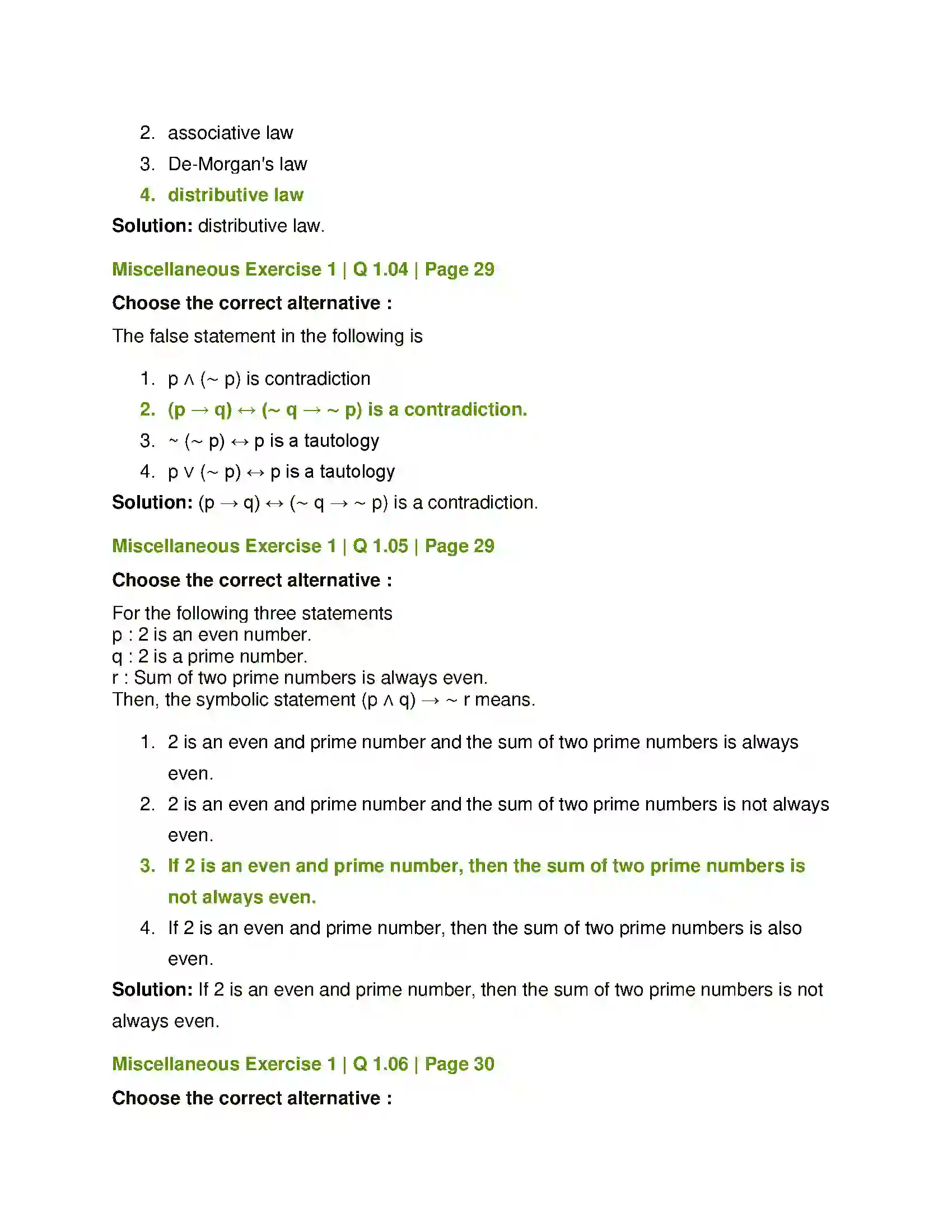 Maharashtra Board Class 12th Mathematics & Statistics-1 (Commerce) Mathematical Logic Solution 42