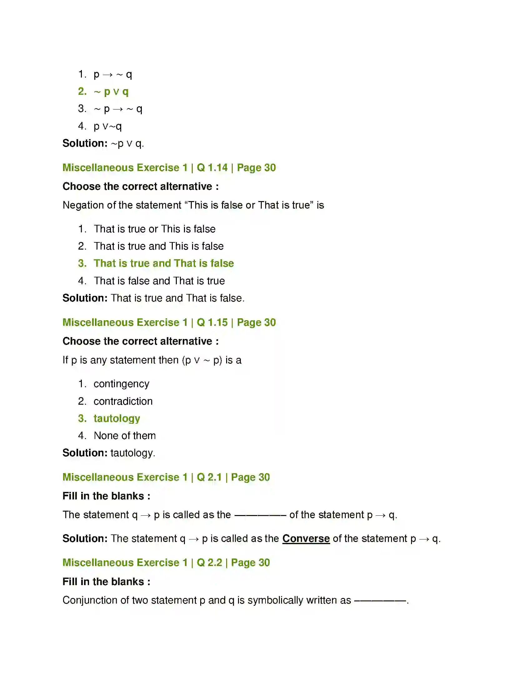 Maharashtra Board Class 12th Mathematics & Statistics-1 (Commerce) Mathematical Logic Solution 45