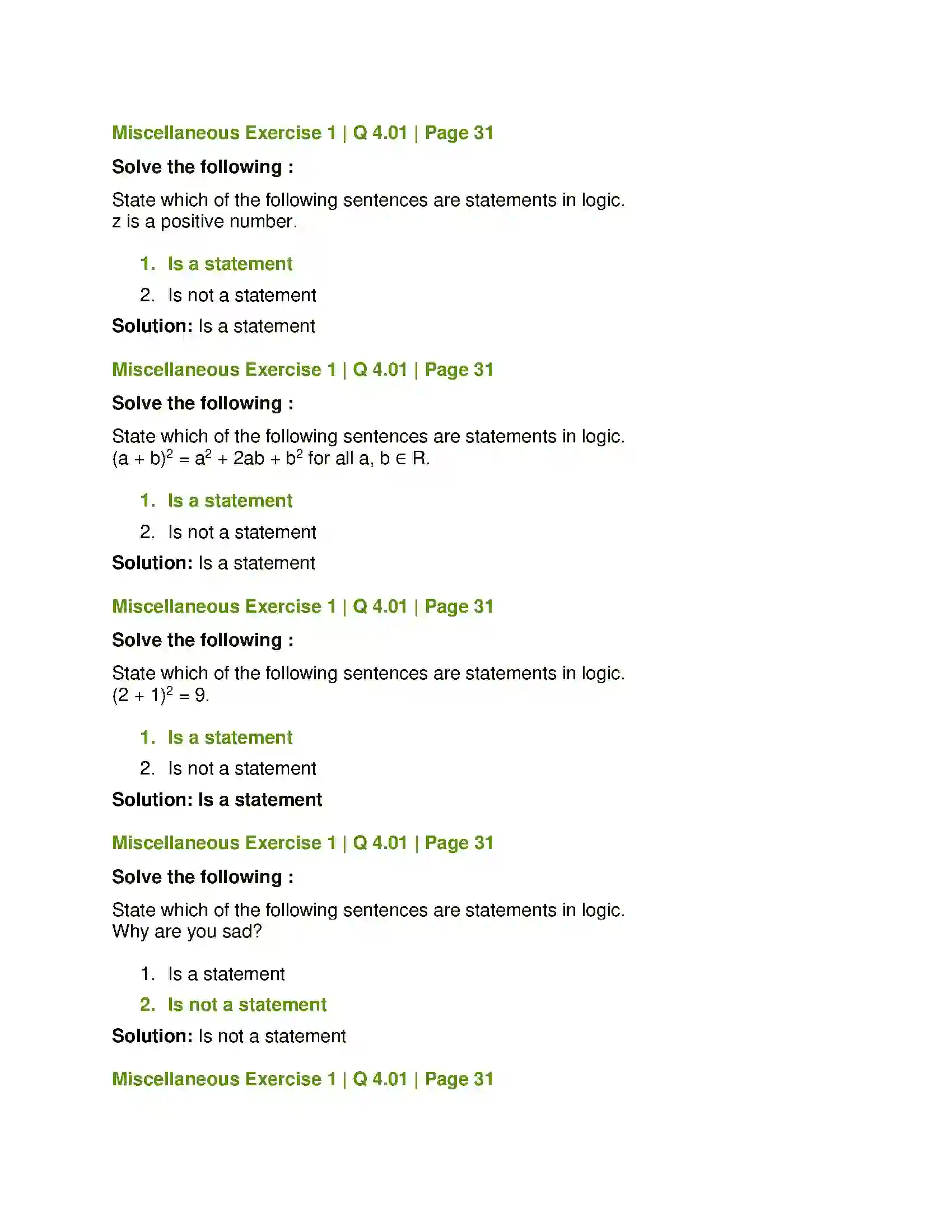 Maharashtra Board Class 12th Mathematics & Statistics-1 (Commerce) Mathematical Logic Solution 50