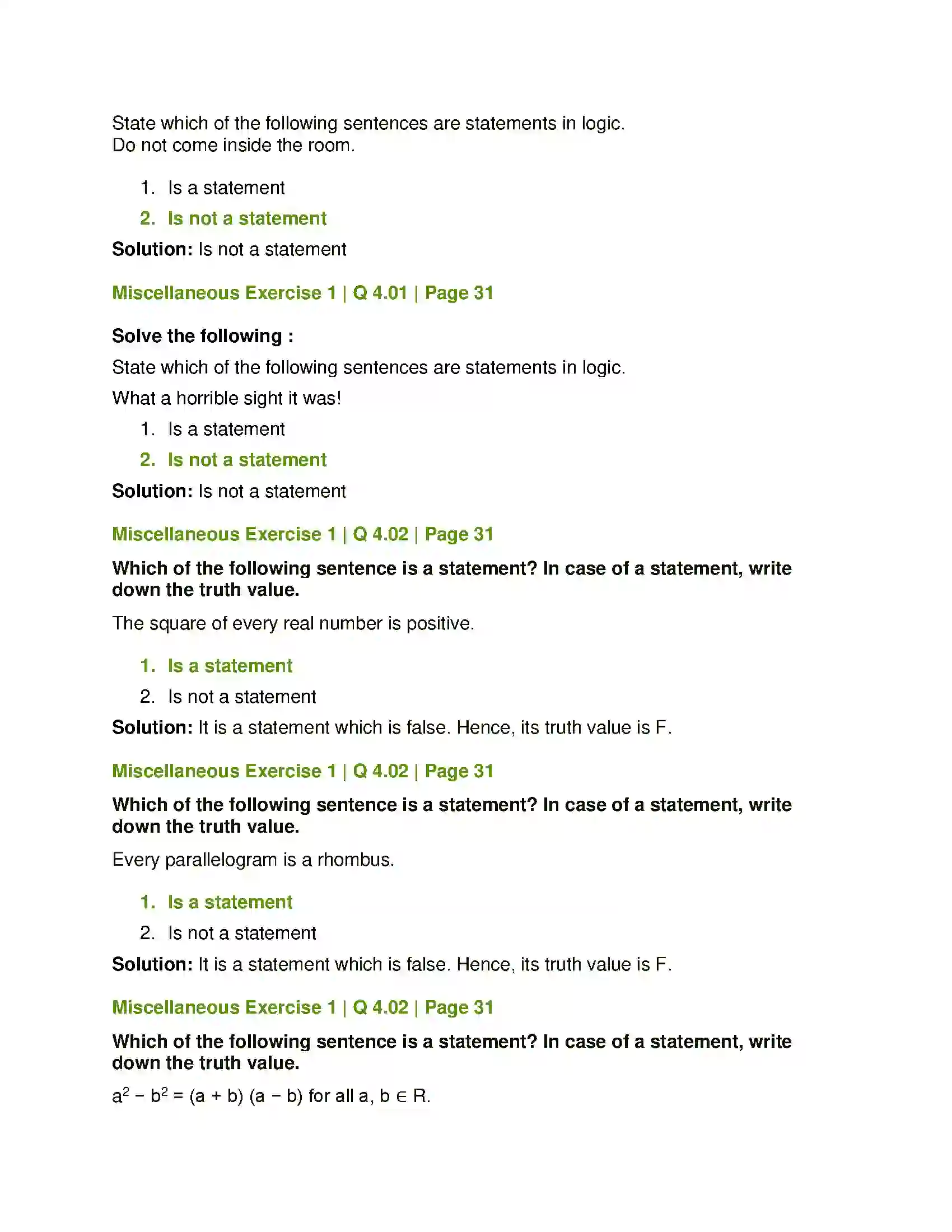 Maharashtra Board Class 12th Mathematics & Statistics-1 (Commerce) Mathematical Logic Solution 52