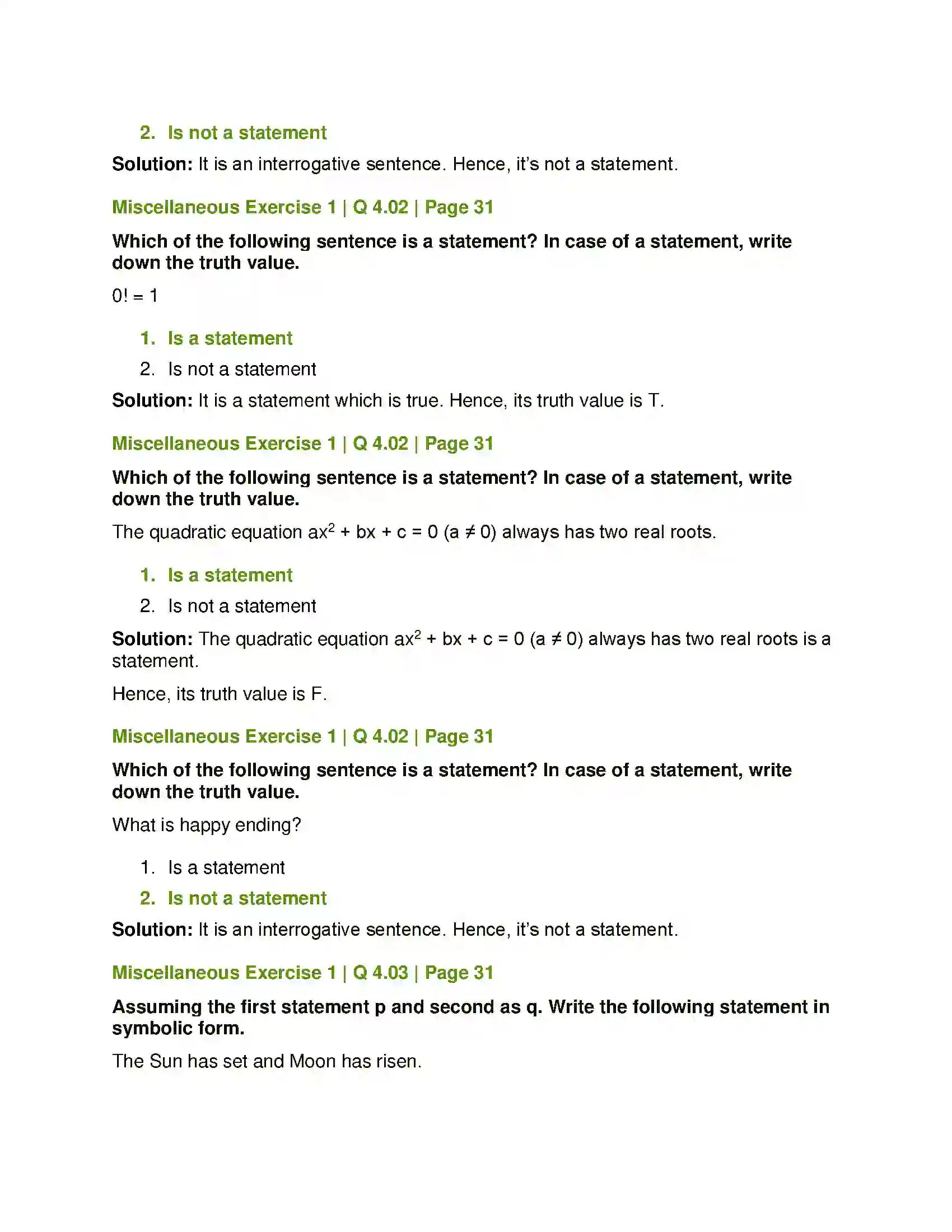 Maharashtra Board Class 12th Mathematics & Statistics-1 (Commerce) Mathematical Logic Solution 54