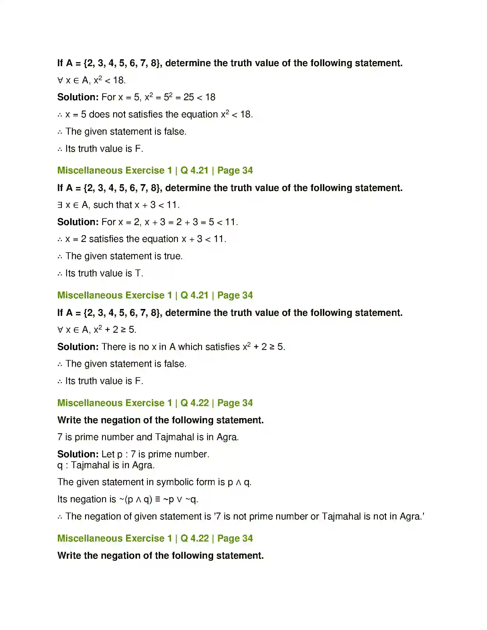 Maharashtra Board Class 12th Mathematics & Statistics-1 (Commerce) Mathematical Logic Solution 80