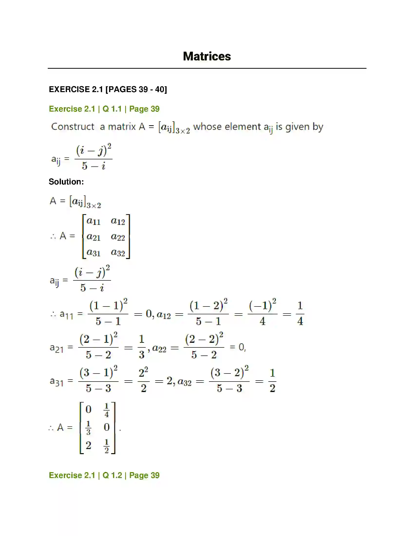 Maharashtra Board Class 12th Mathematics & Statistics-1 (Commerce) Matrices Solution 1
