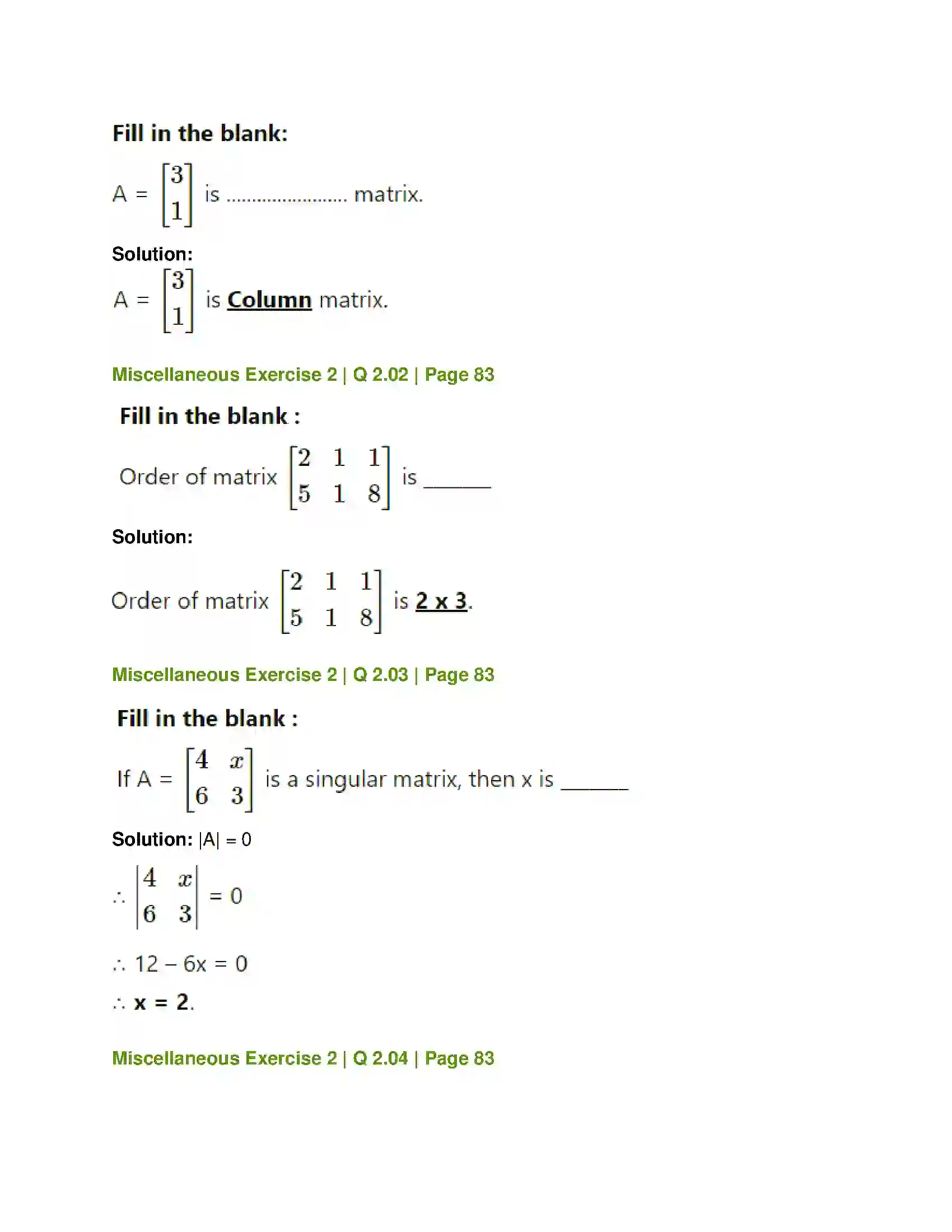 Maharashtra Board Class 12th Mathematics & Statistics-1 (Commerce) Matrices Solution 113