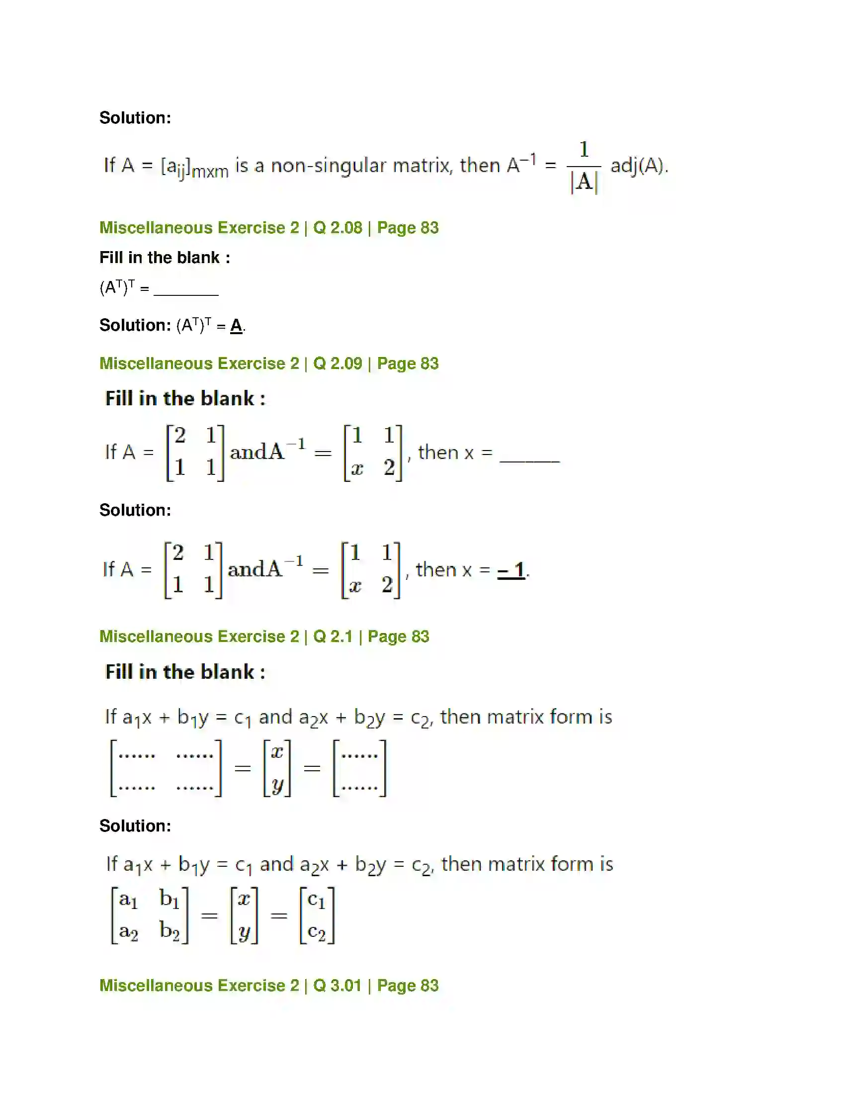 Maharashtra Board Class 12th Mathematics & Statistics-1 (Commerce) Matrices Solution 115