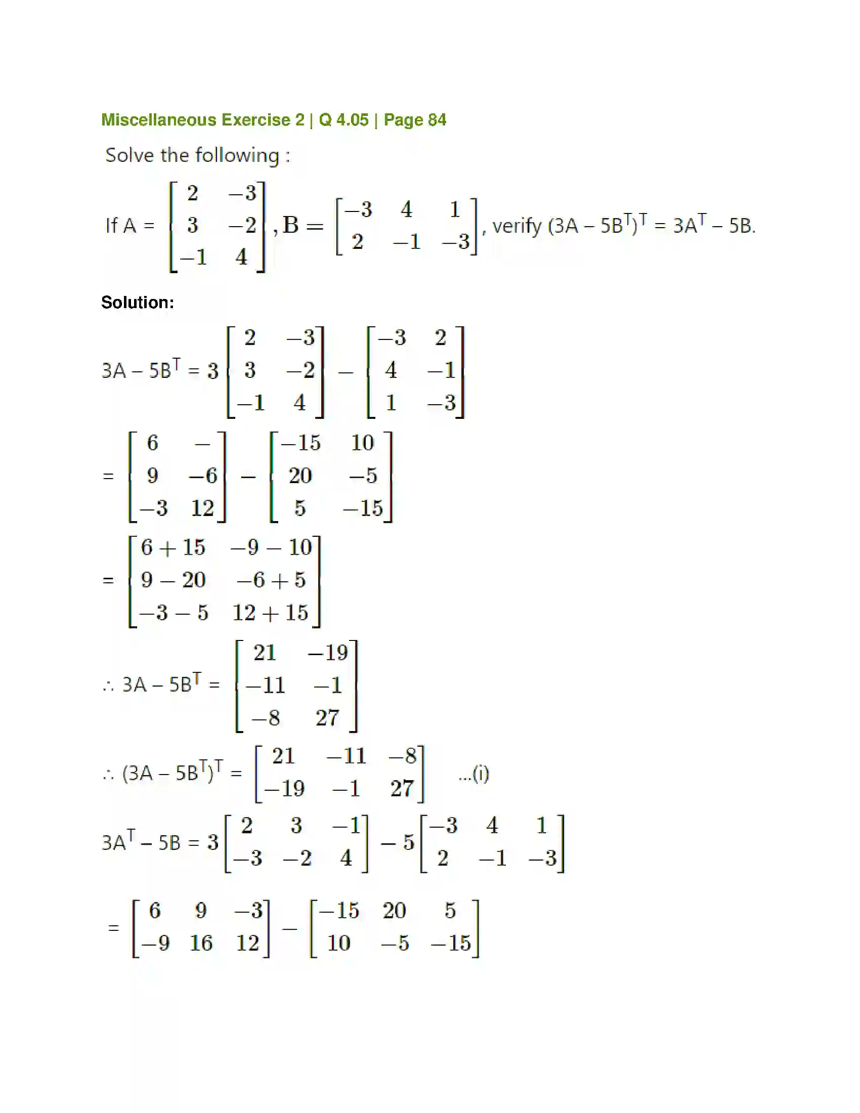 Maharashtra Board Class 12th Mathematics & Statistics-1 (Commerce) Matrices Solution 124