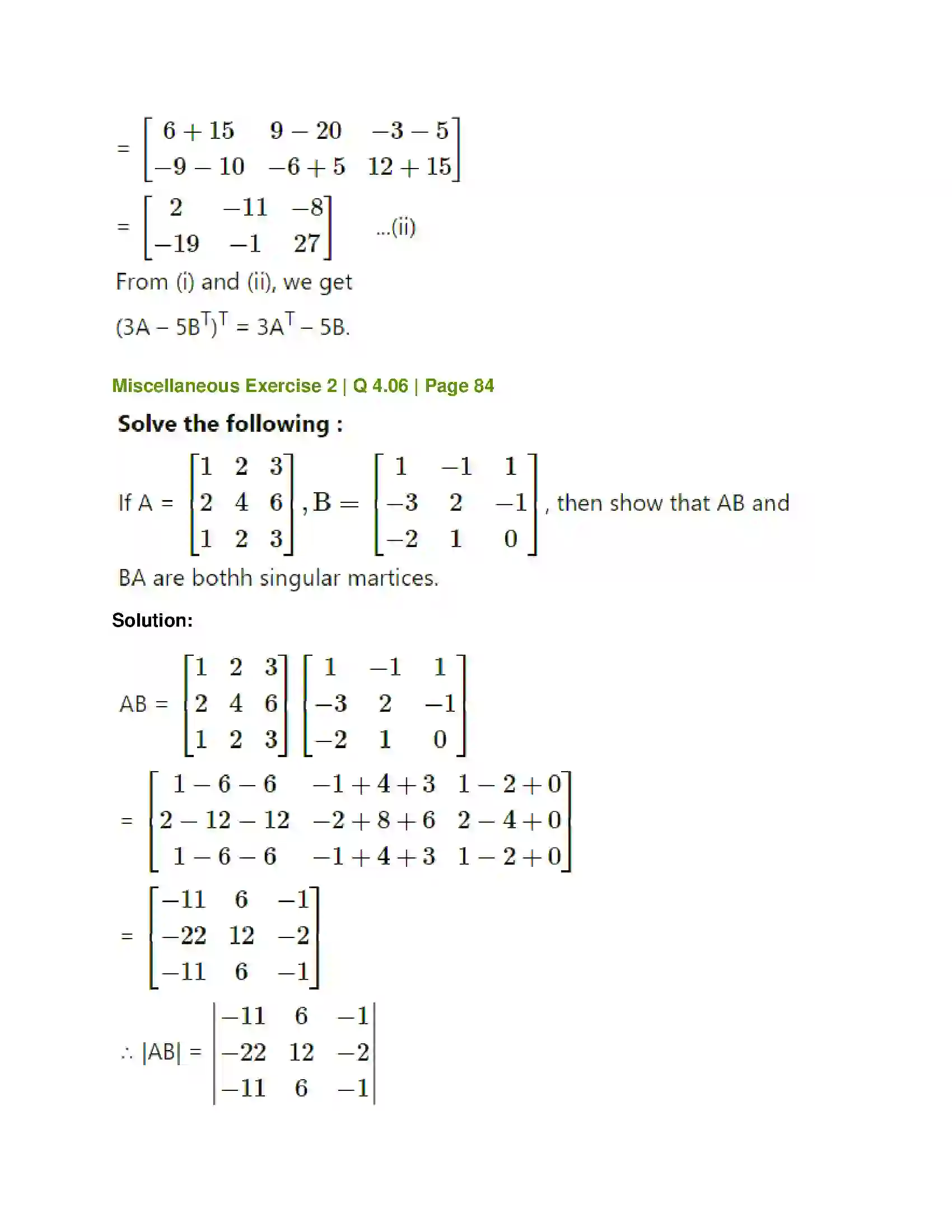 Maharashtra Board Class 12th Mathematics & Statistics-1 (Commerce) Matrices Solution 125