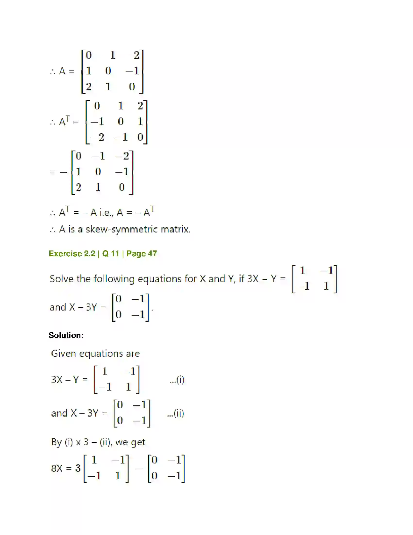 Maharashtra Board Class 12th Mathematics & Statistics-1 (Commerce) Matrices Solution 22