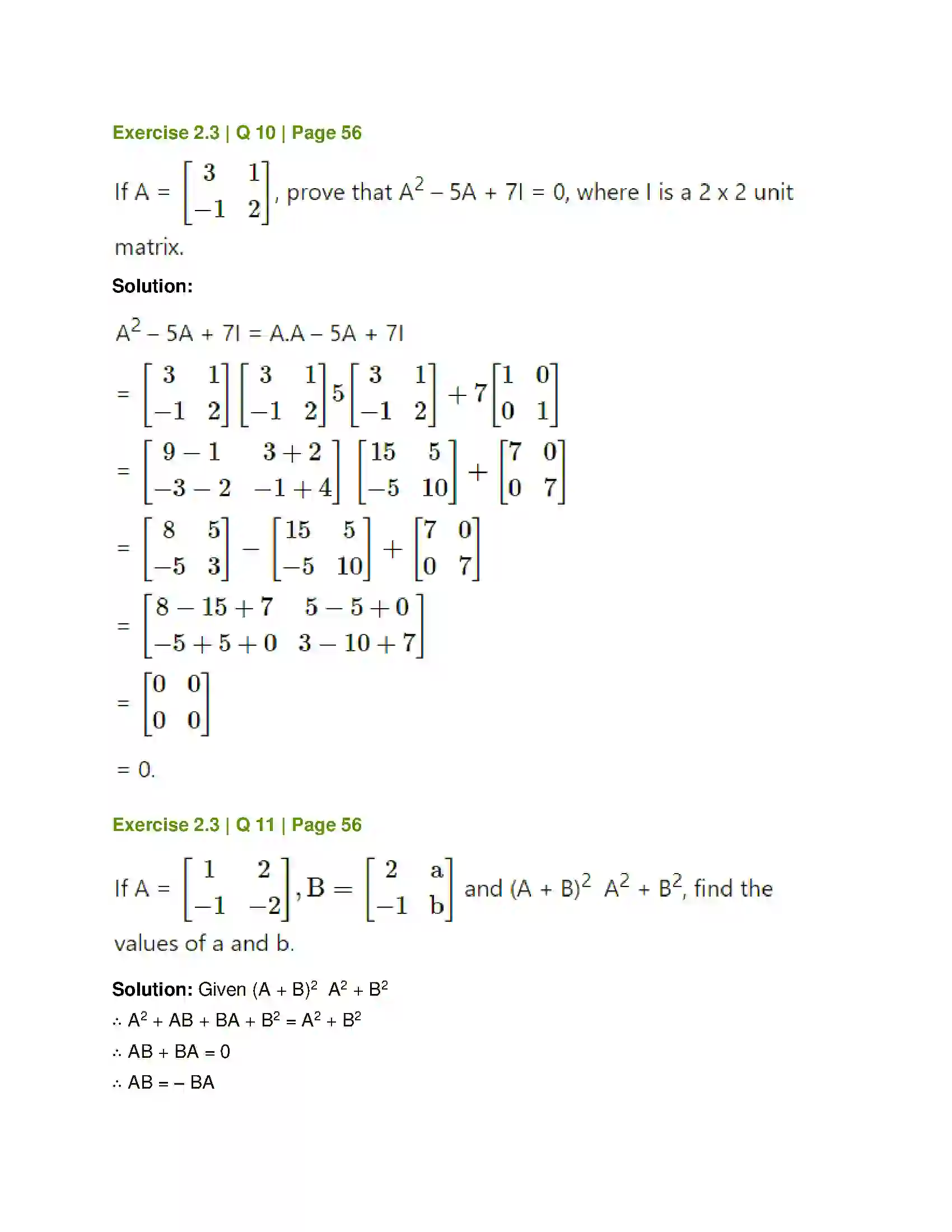 Maharashtra Board Class 12th Mathematics & Statistics-1 (Commerce) Matrices Solution 39