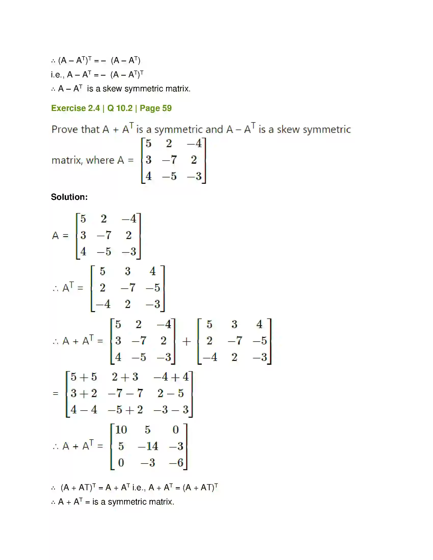 Maharashtra Board Class 12th Mathematics & Statistics-1 (Commerce) Matrices Solution 56