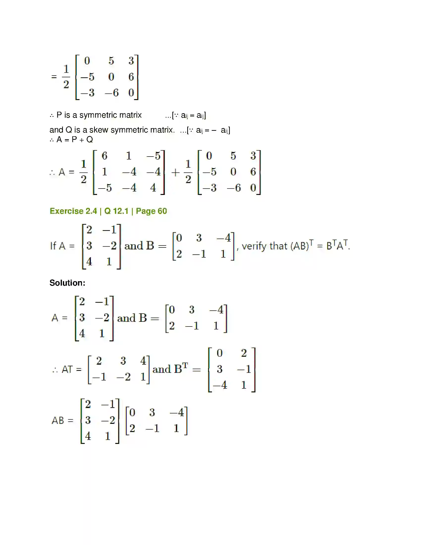 Maharashtra Board Class 12th Mathematics & Statistics-1 (Commerce) Matrices Solution 61