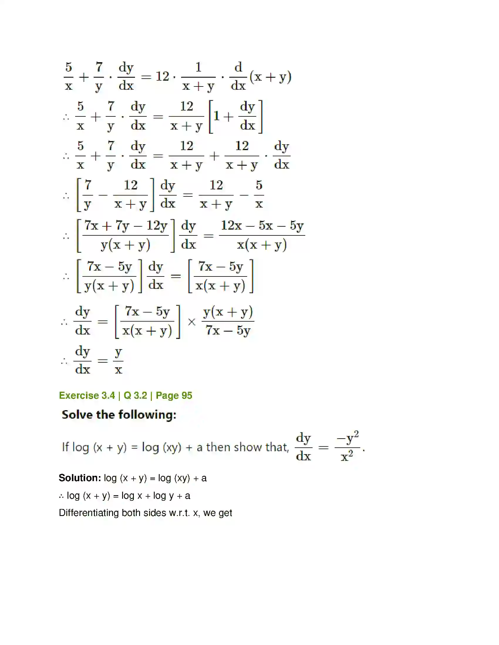 Maharashtra Board Class 12th Mathematics & Statistics-1 (Commerce) Differentiation Solution 27