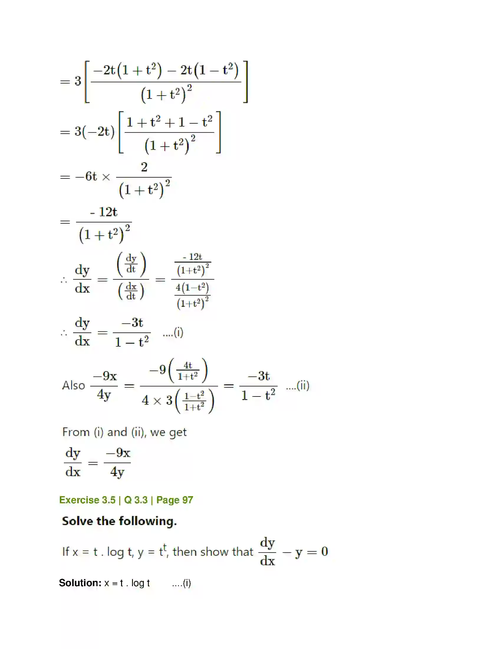 Maharashtra Board Class 12th Mathematics & Statistics-1 (Commerce) Differentiation Solution 36