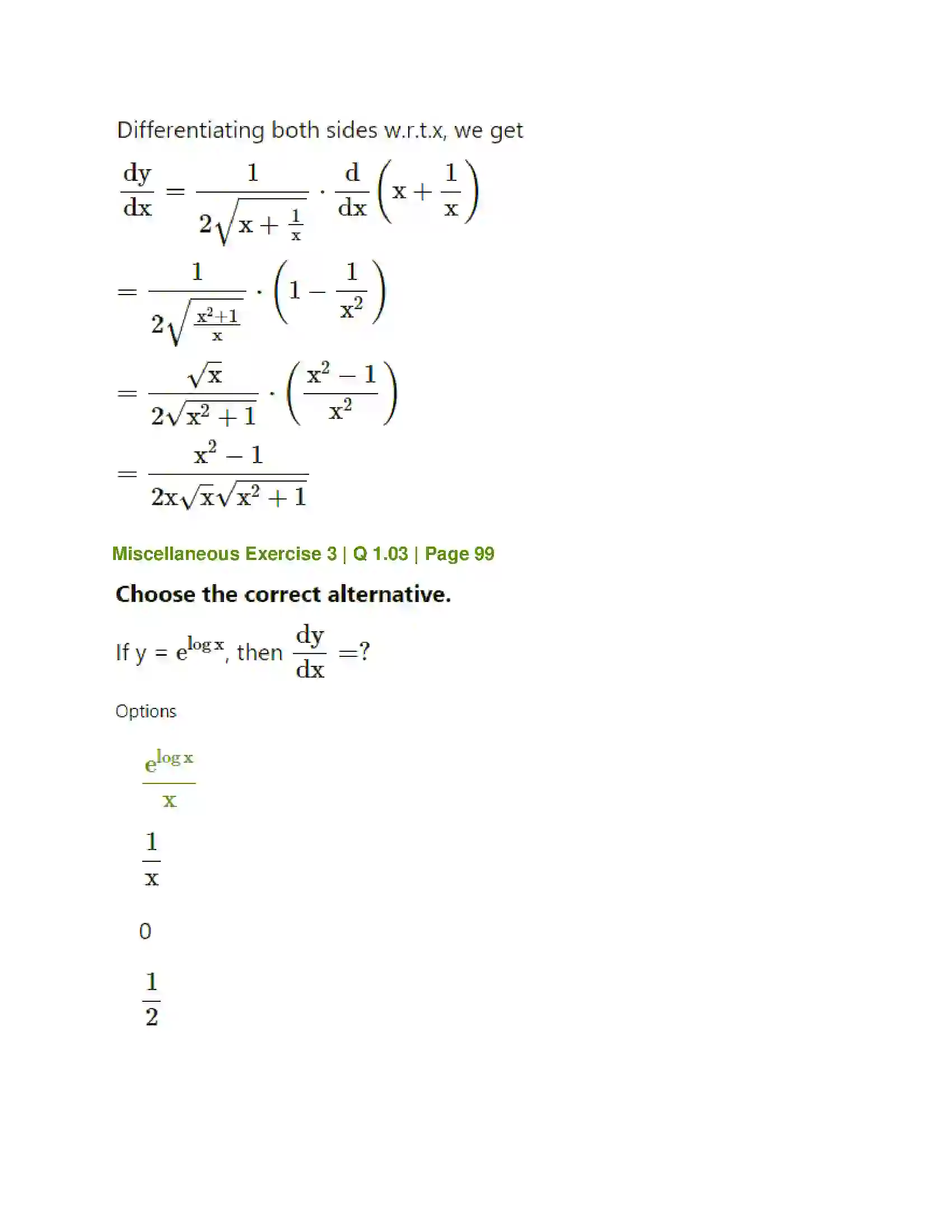 Maharashtra Board Class 12th Mathematics & Statistics-1 (Commerce) Differentiation Solution 43