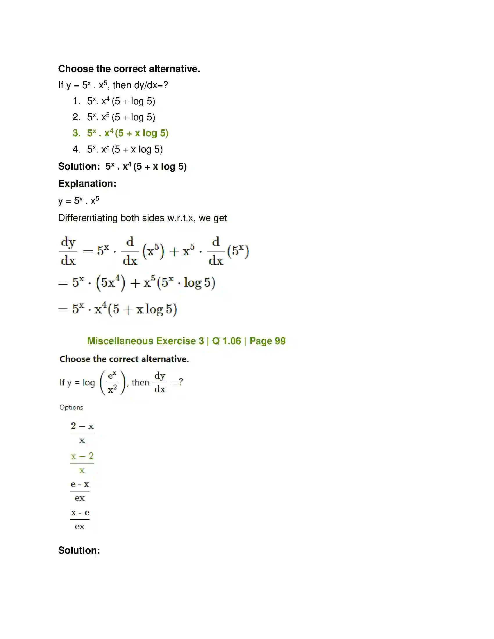 Maharashtra Board Class 12th Mathematics & Statistics-1 (Commerce) Differentiation Solution 45