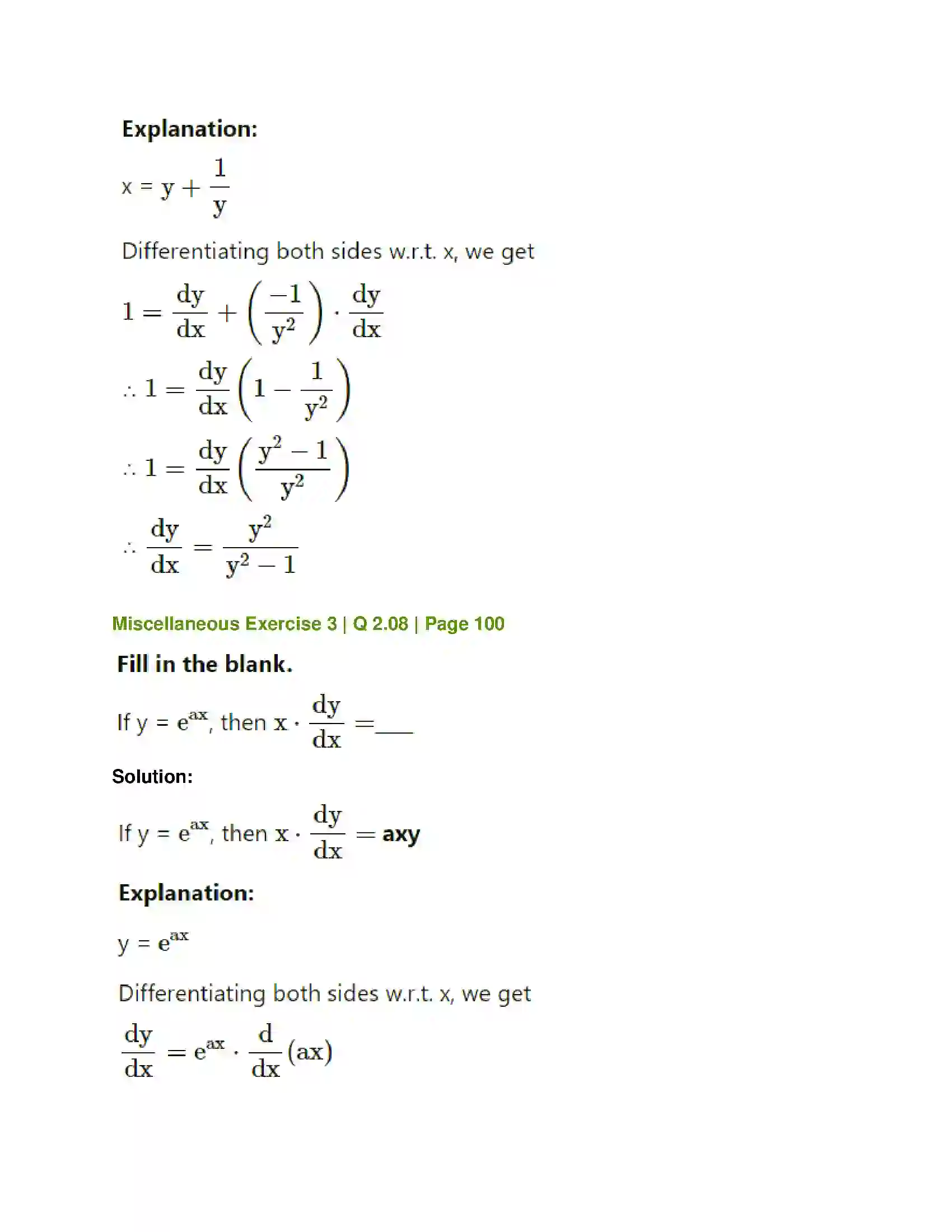 Maharashtra Board Class 12th Mathematics & Statistics-1 (Commerce) Differentiation Solution 53