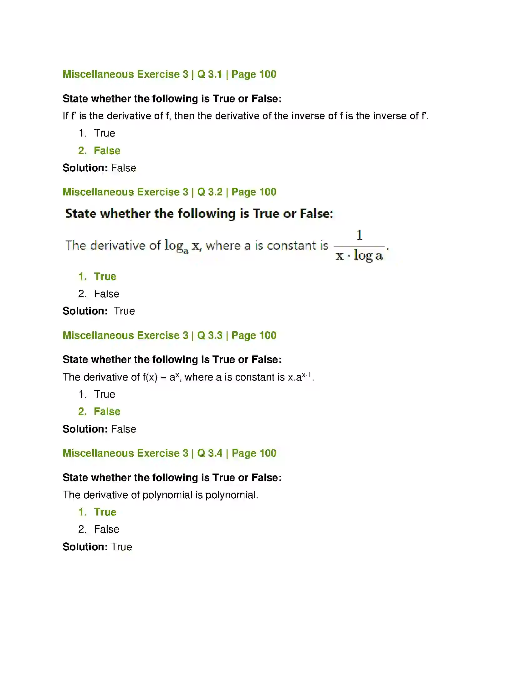 Maharashtra Board Class 12th Mathematics & Statistics-1 (Commerce) Differentiation Solution 56