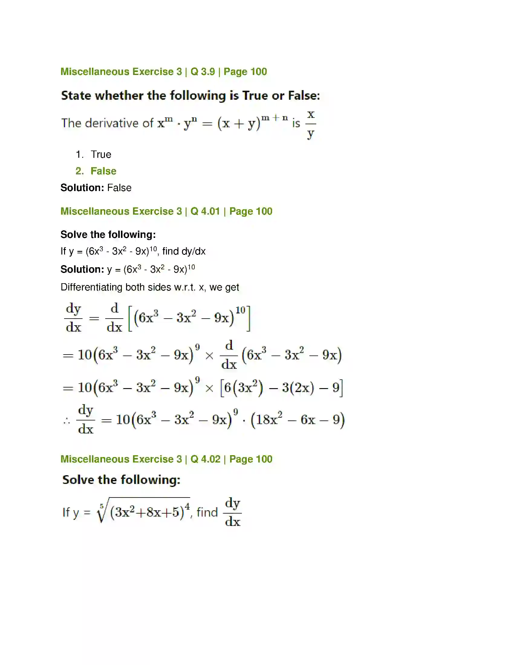 Maharashtra Board Class 12th Mathematics & Statistics-1 (Commerce) Differentiation Solution 58