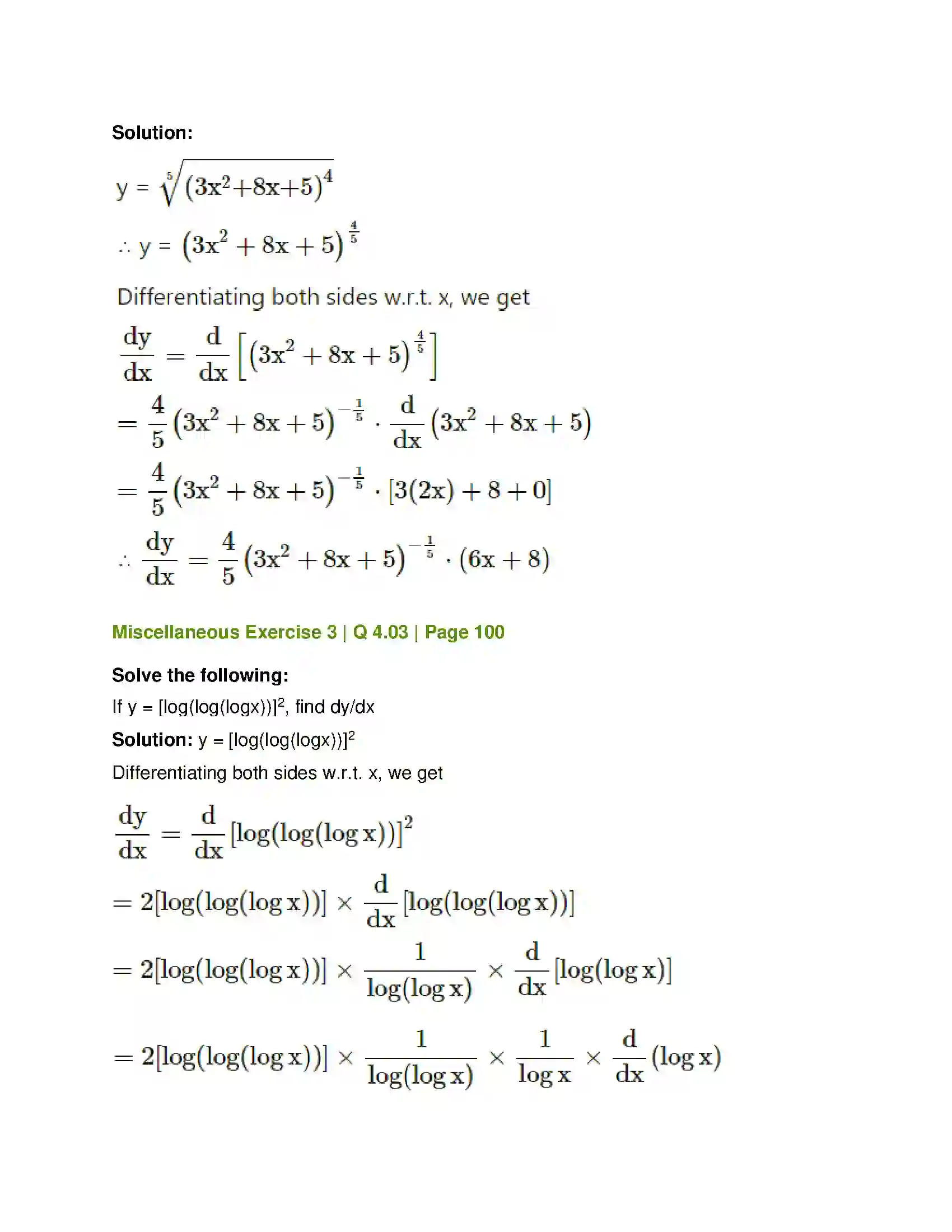 Maharashtra Board Class 12th Mathematics & Statistics-1 (Commerce) Differentiation Solution 59