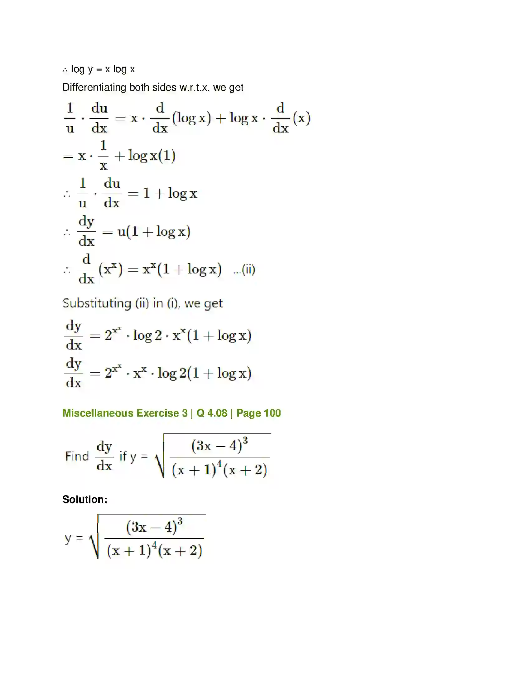 Maharashtra Board Class 12th Mathematics & Statistics-1 (Commerce) Differentiation Solution 63