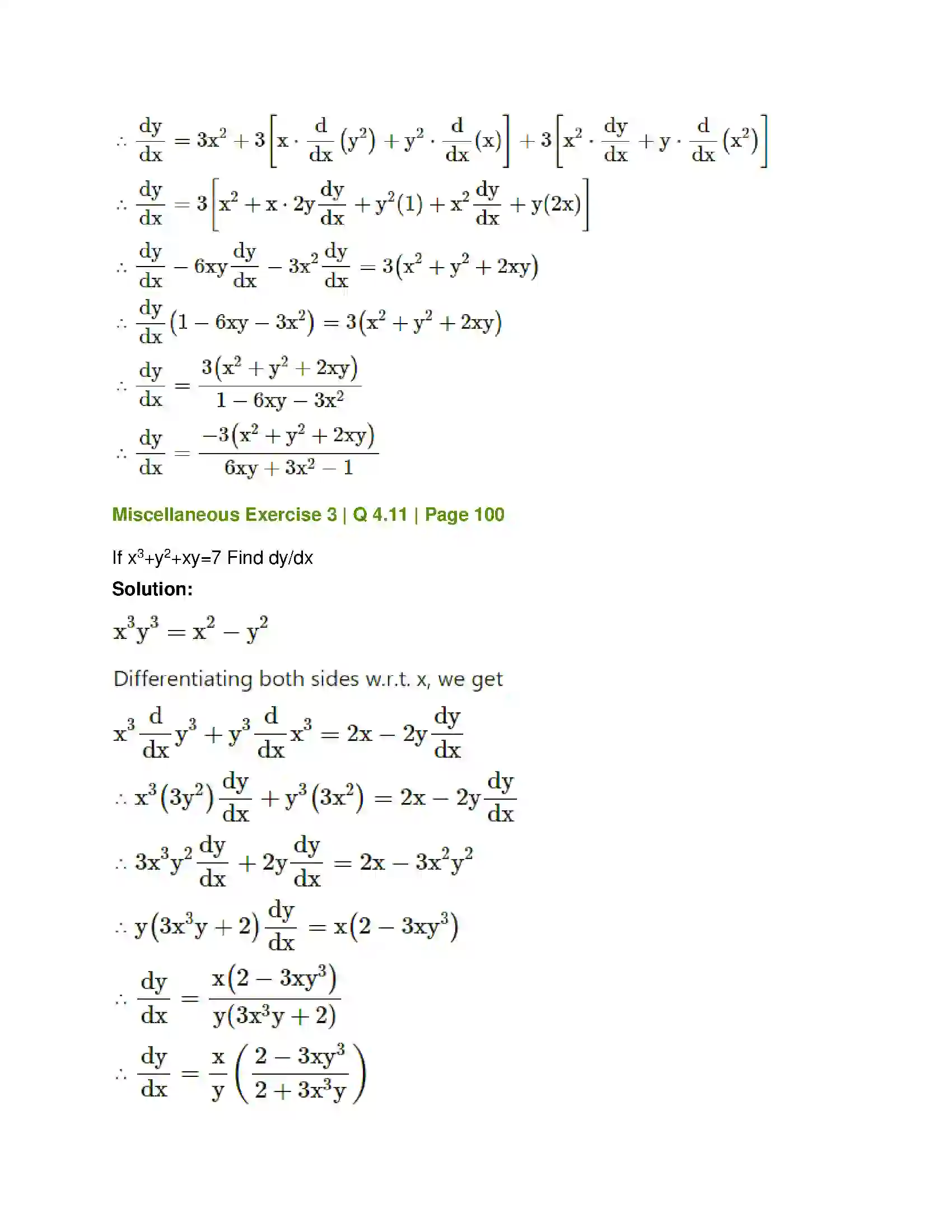 Maharashtra Board Class 12th Mathematics & Statistics-1 (Commerce) Differentiation Solution 67