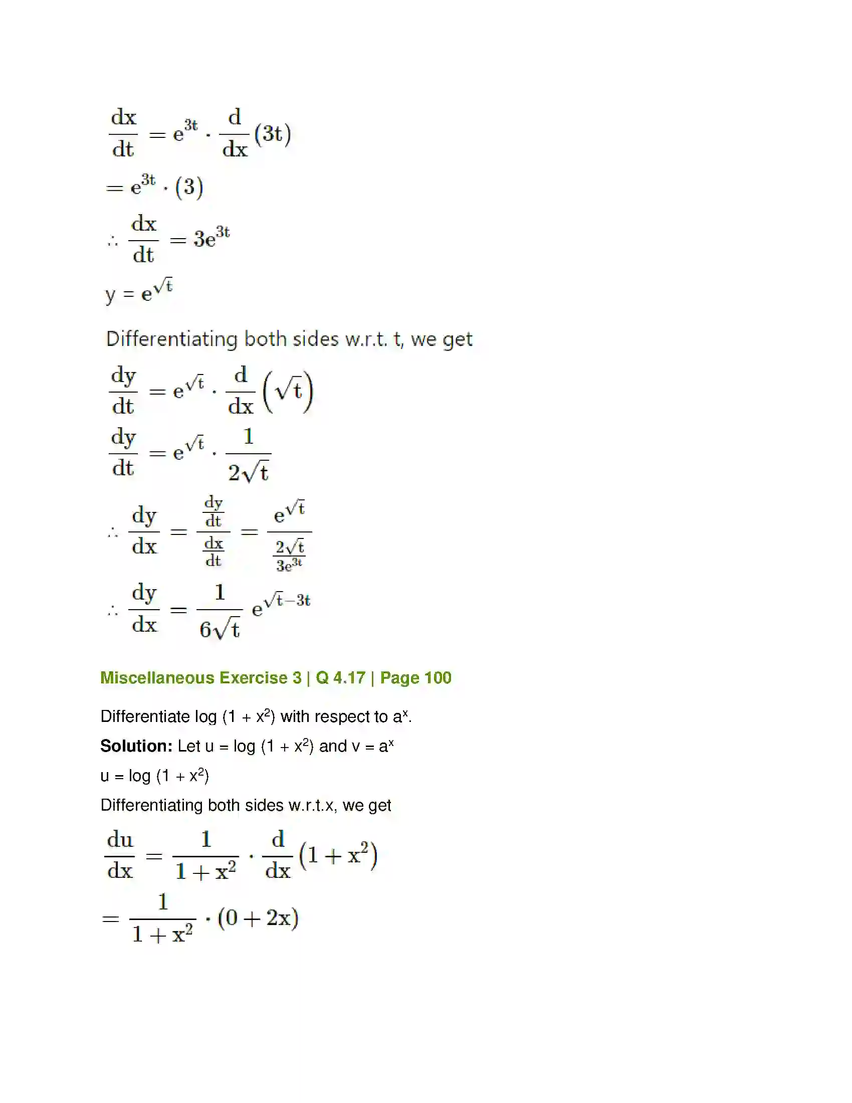 Maharashtra Board Class 12th Mathematics & Statistics-1 (Commerce) Differentiation Solution 72