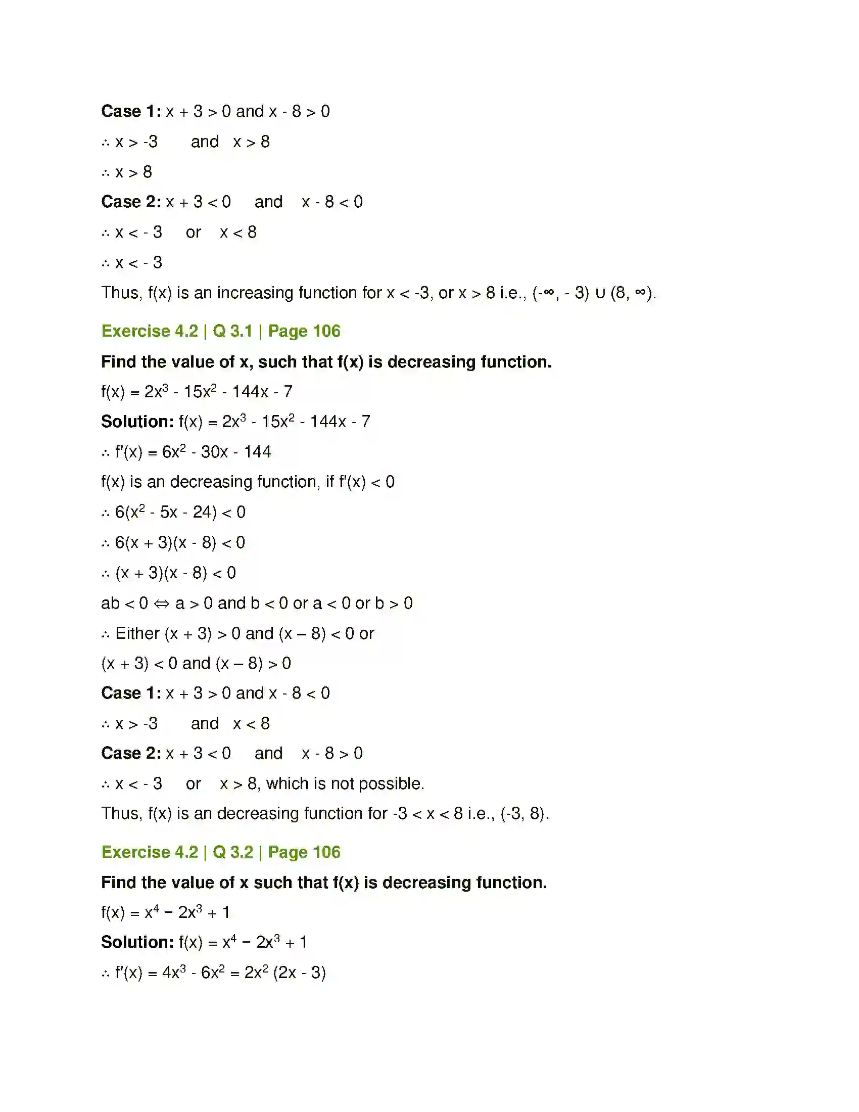 Maharashtra Board Class 12th Mathematics & Statistics-1 (Commerce) Applications of Derivatives Solution 11