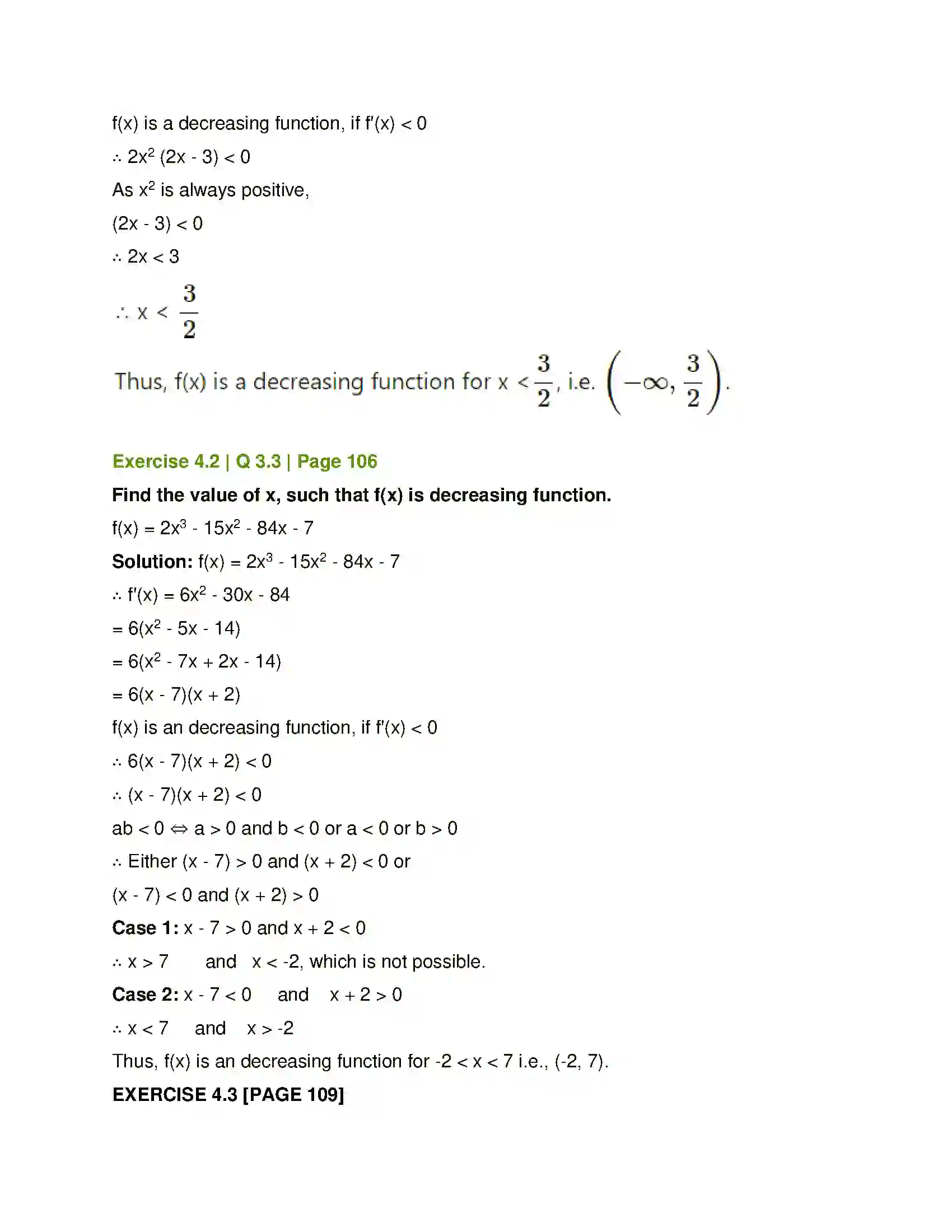 Maharashtra Board Class 12th Mathematics & Statistics-1 (Commerce) Applications of Derivatives Solution 12