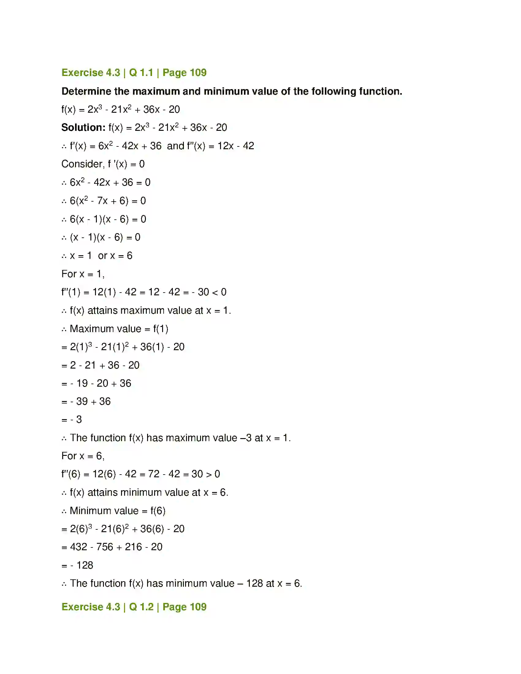 Maharashtra Board Class 12th Mathematics & Statistics-1 (Commerce) Applications of Derivatives Solution 13