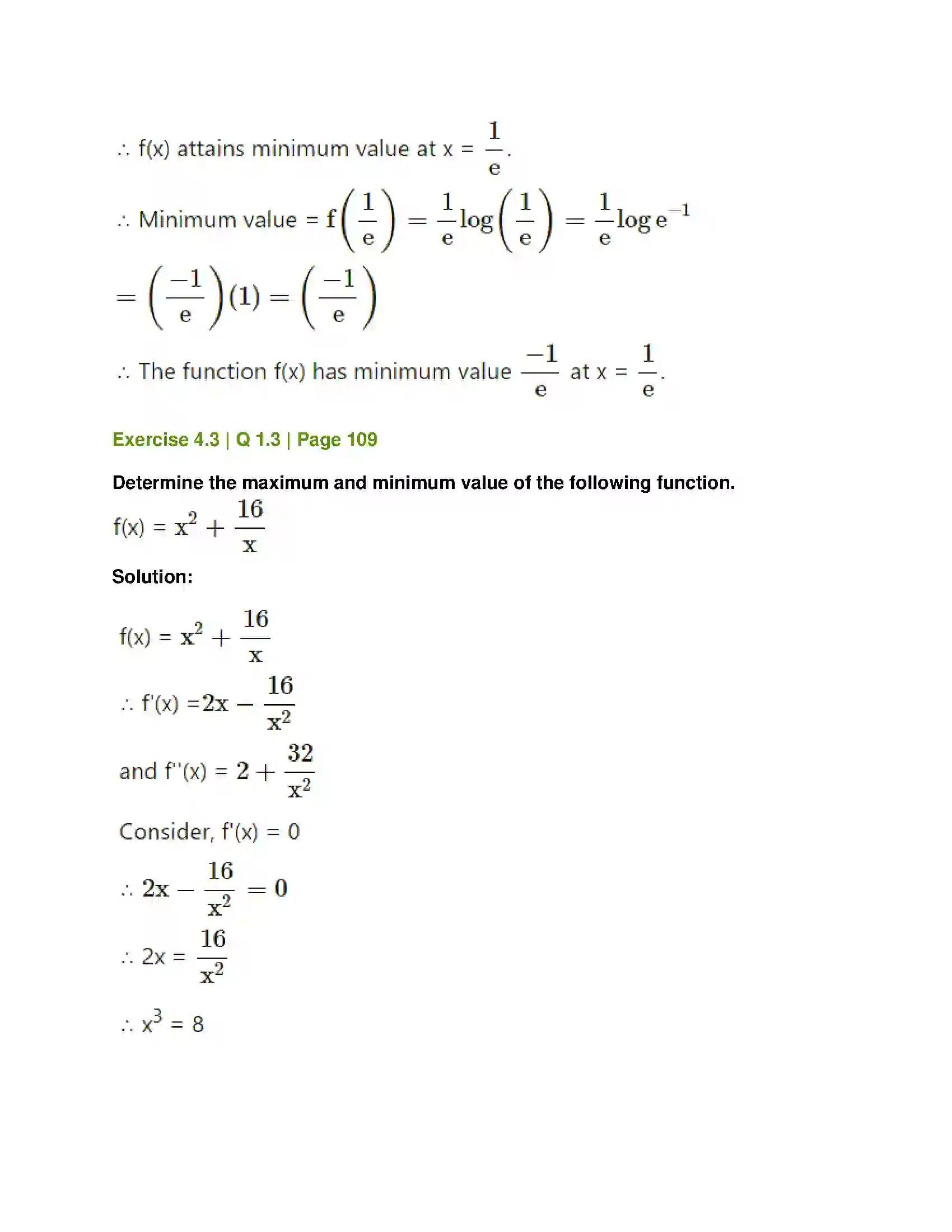 Maharashtra Board Class 12th Mathematics & Statistics-1 (Commerce) Applications of Derivatives Solution 15