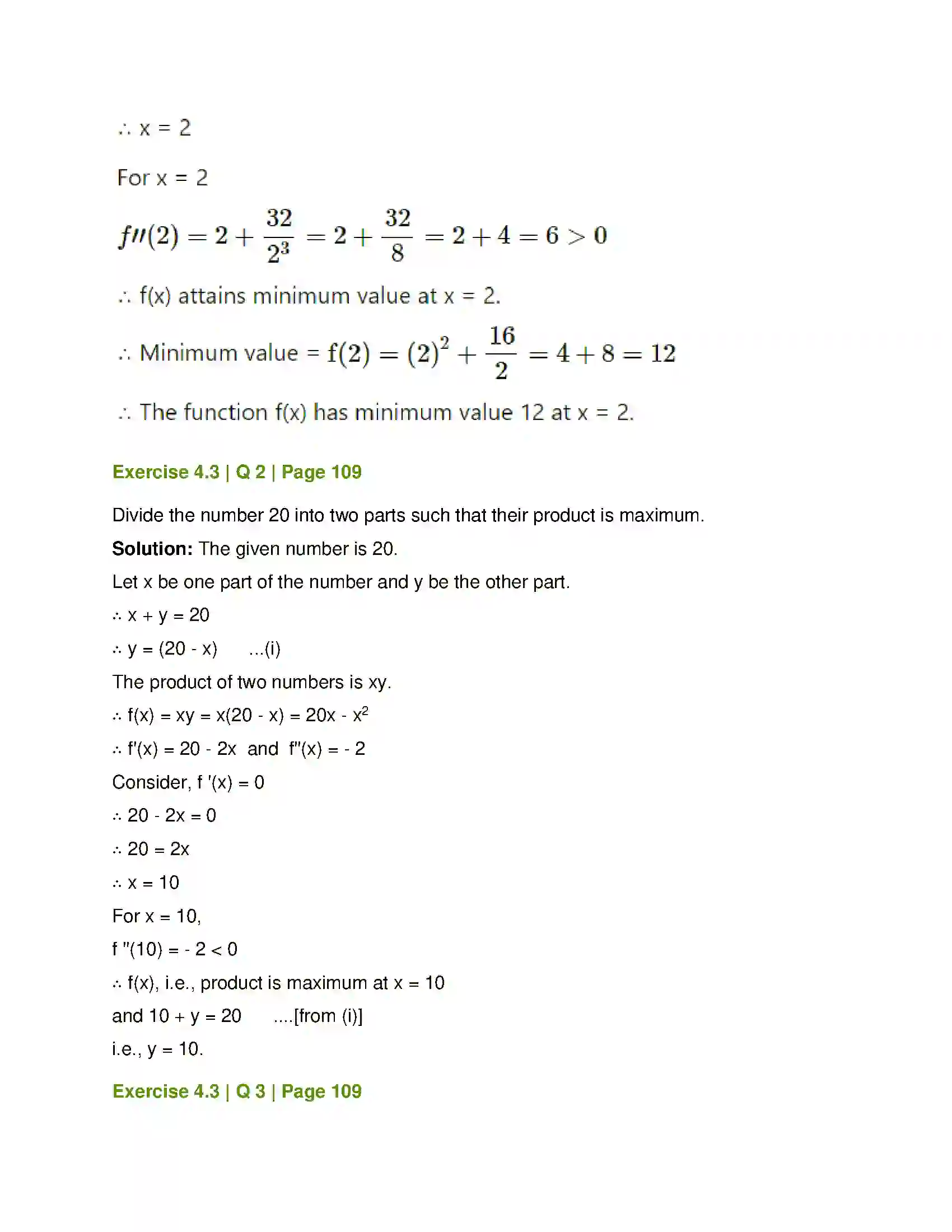 Maharashtra Board Class 12th Mathematics & Statistics-1 (Commerce) Applications of Derivatives Solution 16