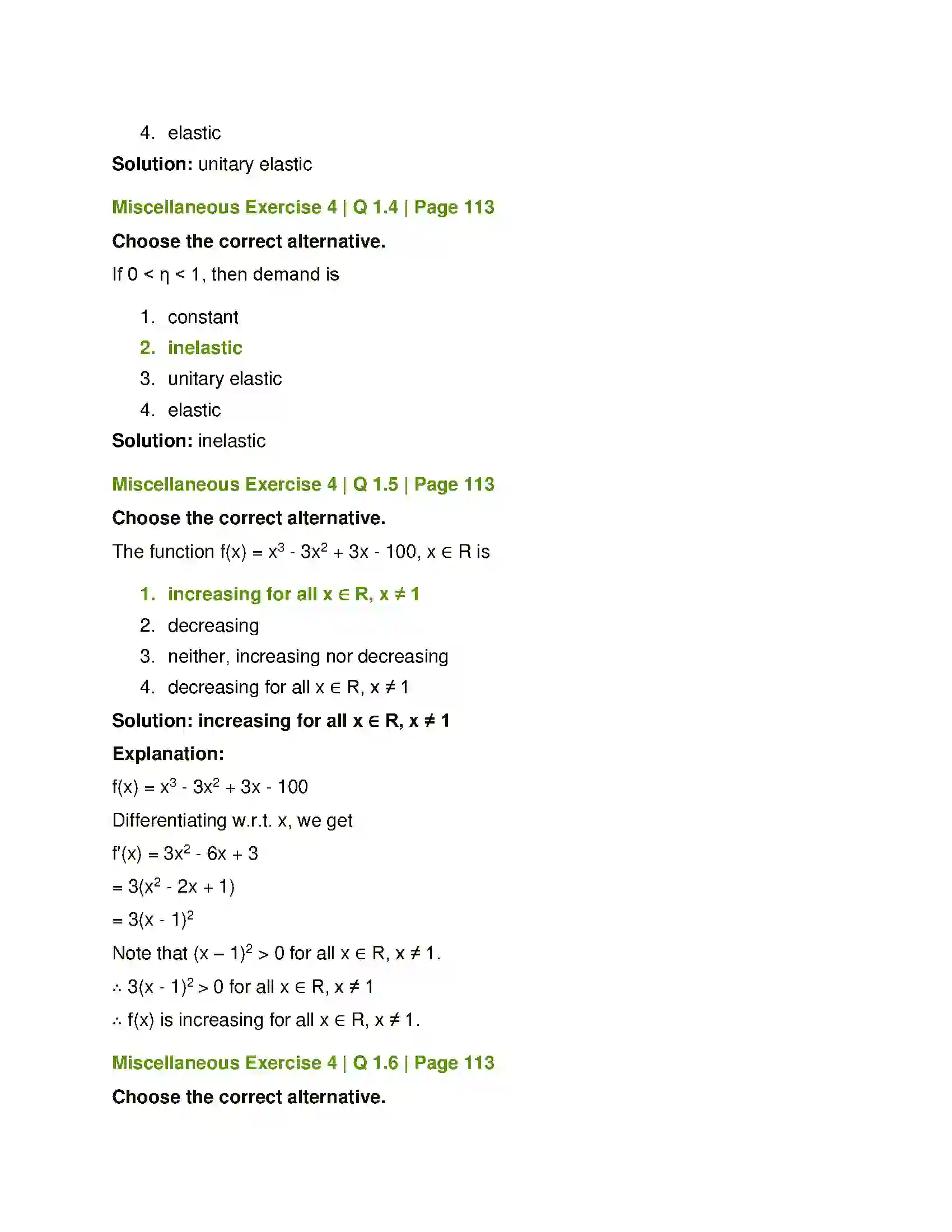 Maharashtra Board Class 12th Mathematics & Statistics-1 (Commerce) Applications of Derivatives Solution 38