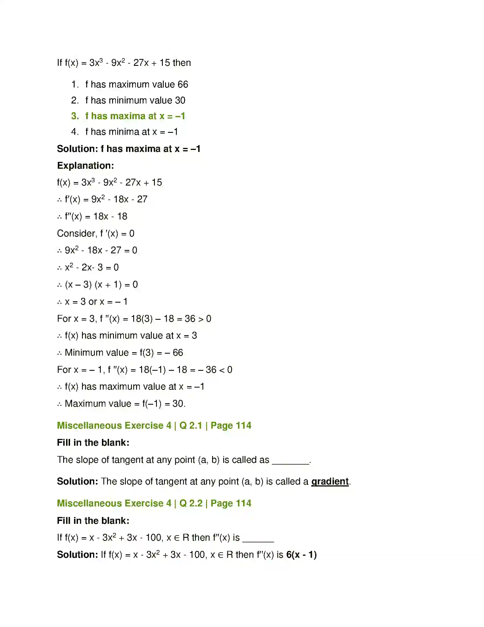 Maharashtra Board Class 12th Mathematics & Statistics-1 (Commerce) Applications of Derivatives Solution 39