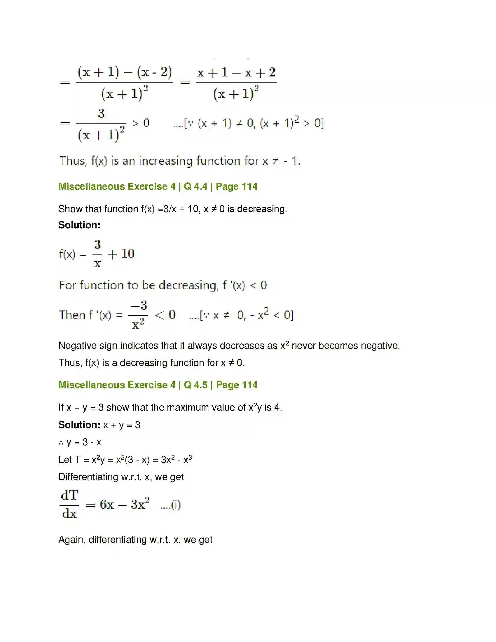 Maharashtra Board Class 12th Mathematics & Statistics-1 (Commerce) Applications of Derivatives Solution 52