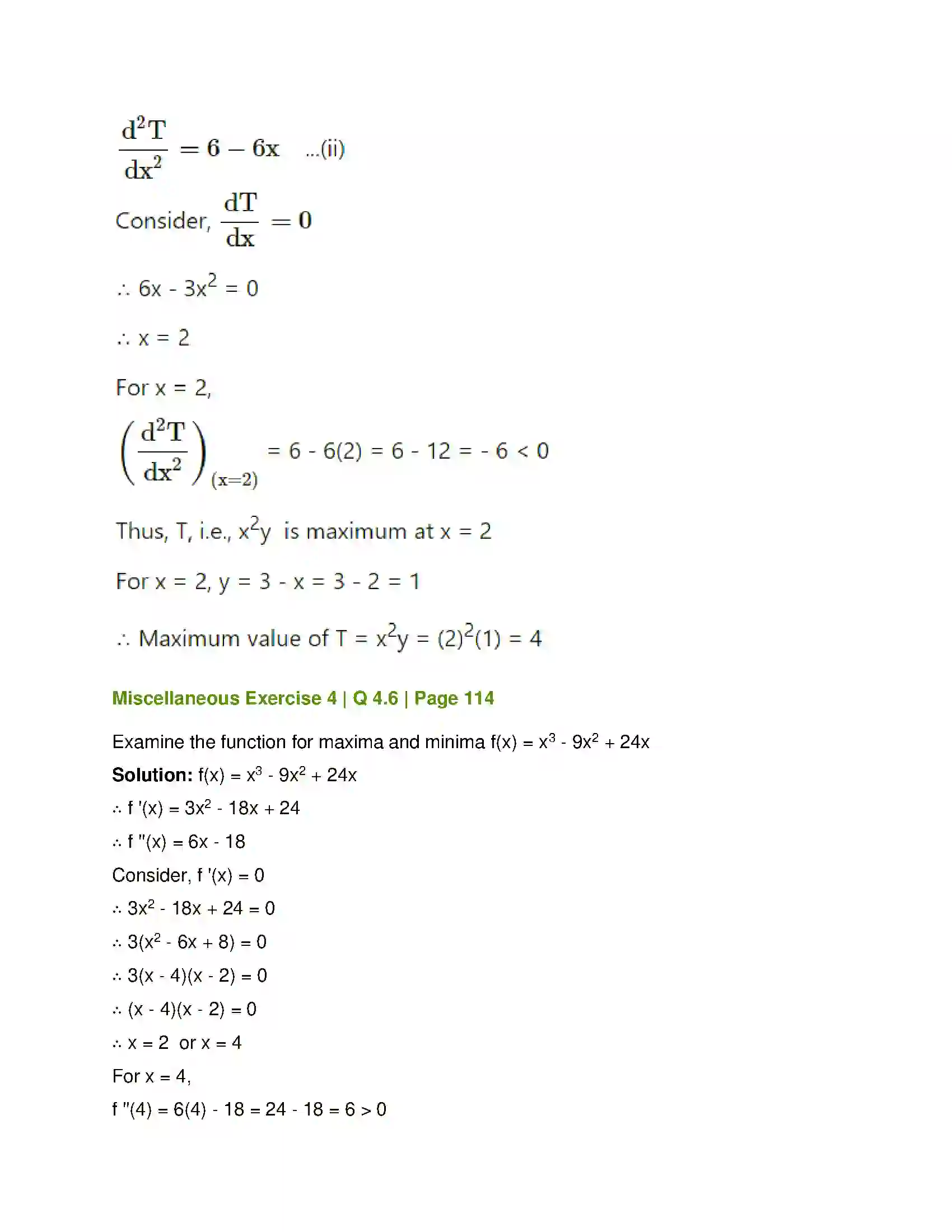 Maharashtra Board Class 12th Mathematics & Statistics-1 (Commerce) Applications of Derivatives Solution 53