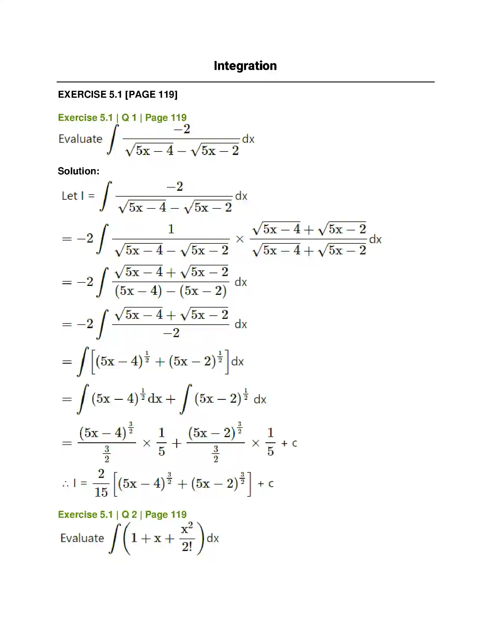 Maharashtra Board Class 12th Mathematics & Statistics-1 (Commerce) Integration Solution 1