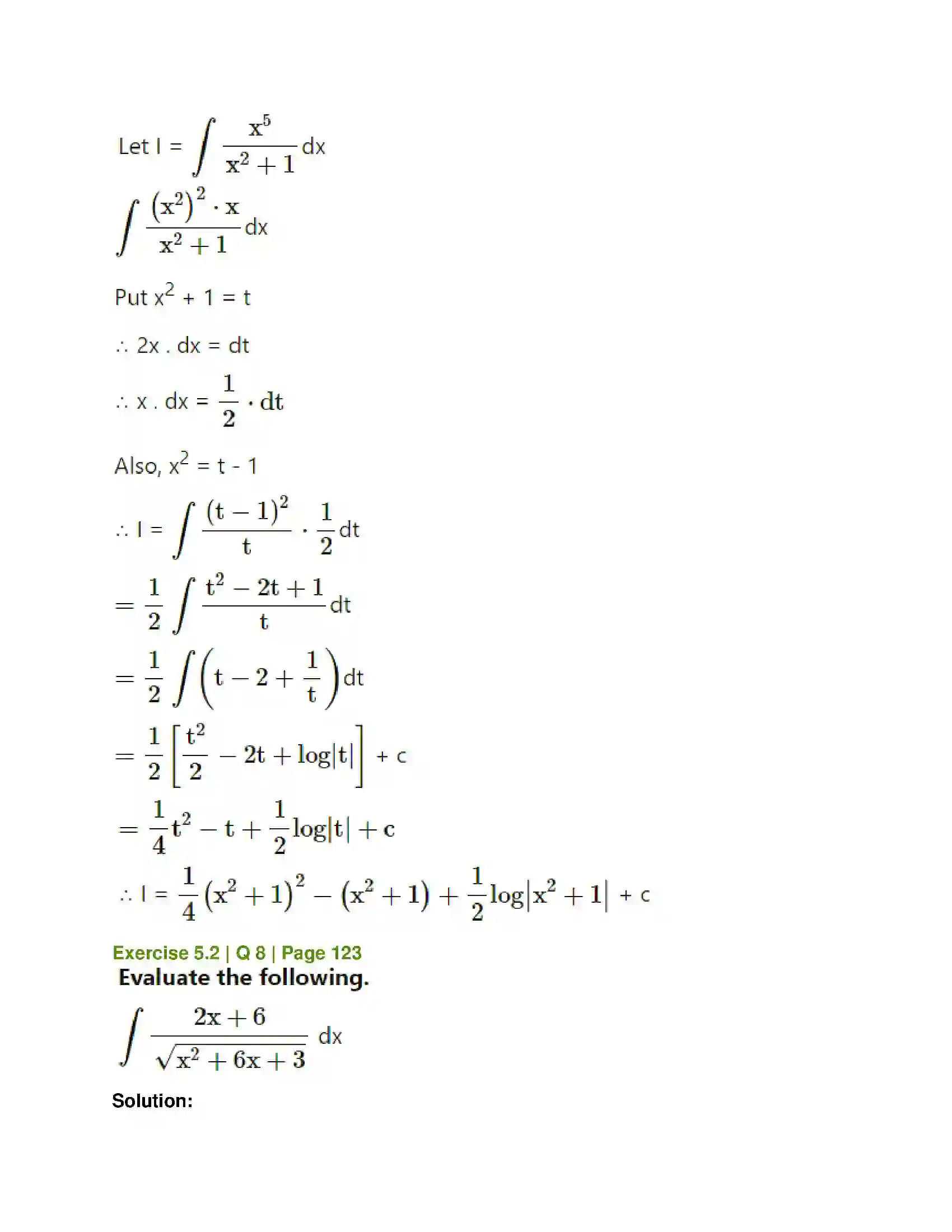 Maharashtra Board Class 12th Mathematics & Statistics-1 (Commerce) Integration Solution 12